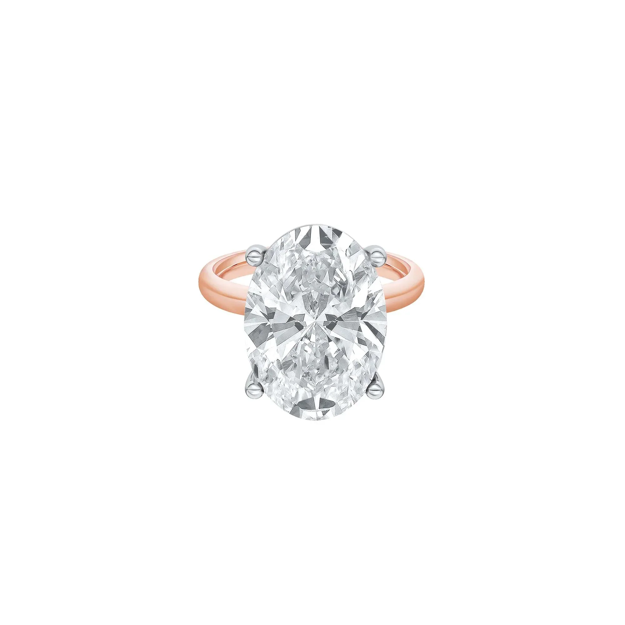 Lab Grown Diamond Oval Solitaire Ring 14K Rose & White Gold (7 CT.) Size 10.5 2mm