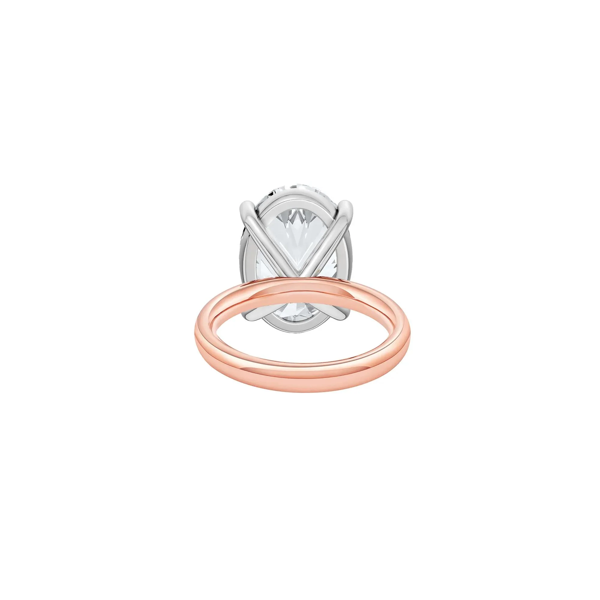 Lab Grown Diamond Oval Solitaire Ring 14K Rose & White Gold (7 CT.) Size 10.5 2mm - Image 4