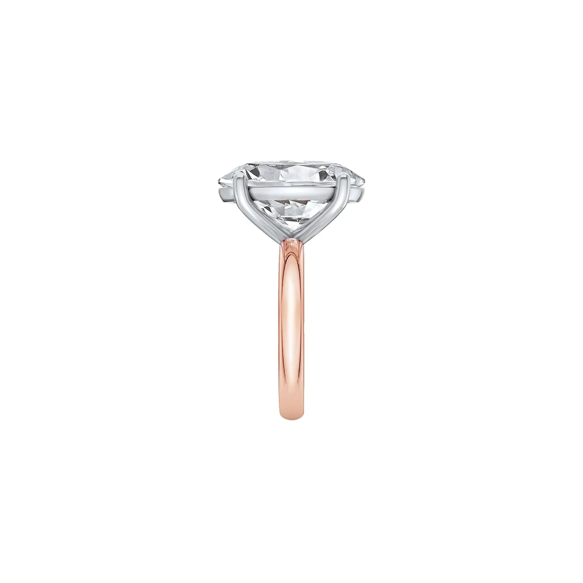 Lab Grown Diamond Oval Solitaire Ring 14K Rose & White Gold (7 CT.) Size 4.5 2mm - Image 3