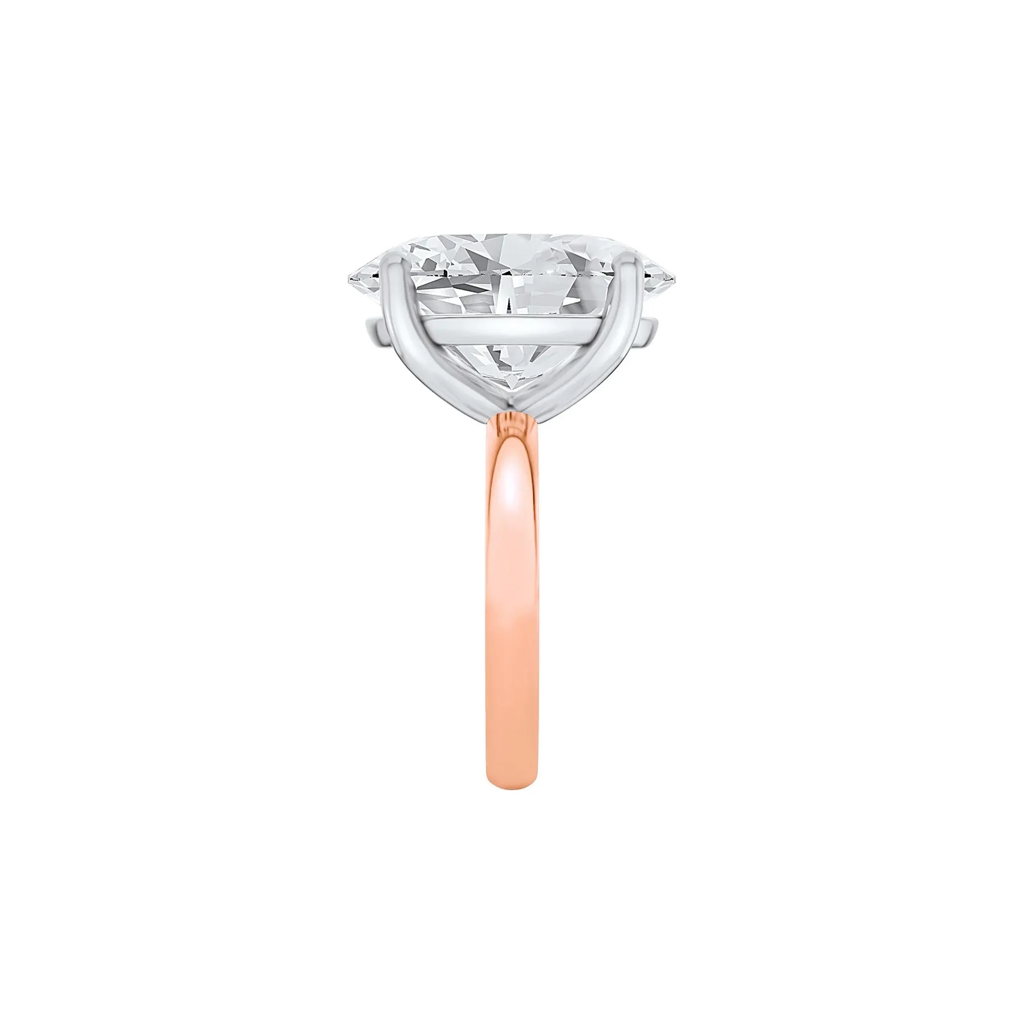 Lab Grown Diamond Oval Solitaire Ring 14K Rose & White Gold (8 CT.) Size 5.5 2mm - Image 3