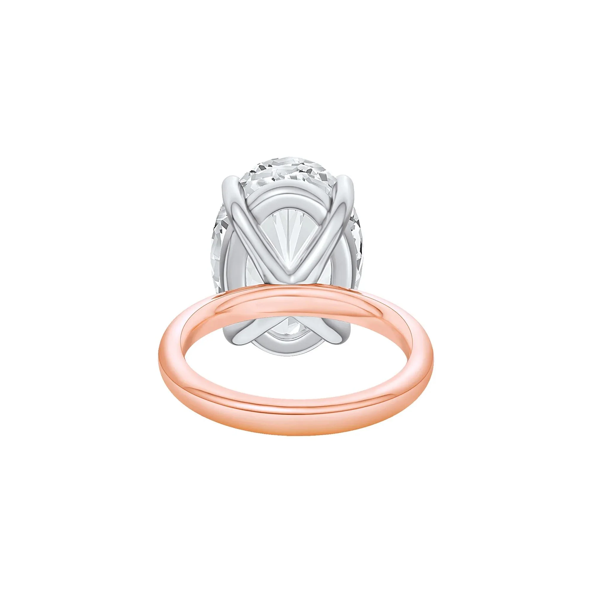 Lab Grown Diamond Oval Solitaire Ring 14K Rose & White Gold (8 CT.) Size 6.5 2mm - Image 4