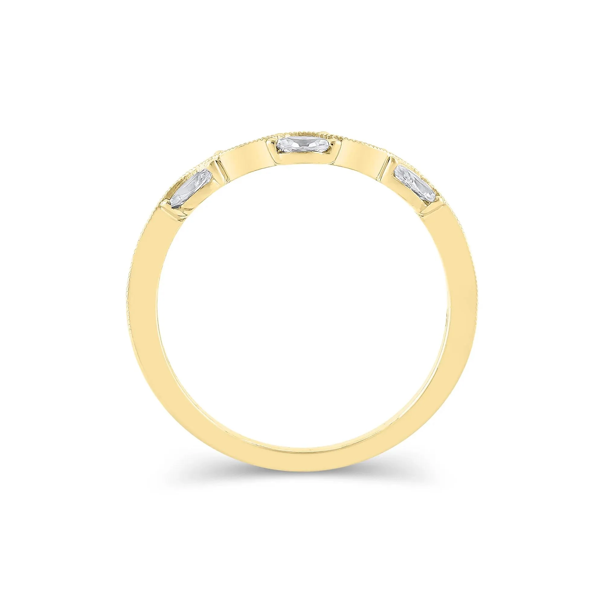 1/4 CT. Tw. Lab Grown Diamond Marquise-Cut Milgrain Contour Band Ring 14K Yellow Gold Size 10 4mm - Image 2