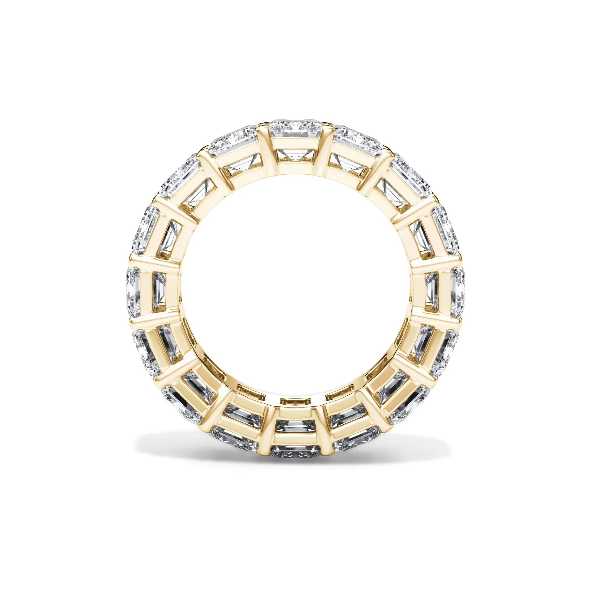 12 CT. Tw. Lab Grown Diamond Emerald-Cut Eternity Band Ring 18K Yellow Gold Size 7.5 3mm - Image 2