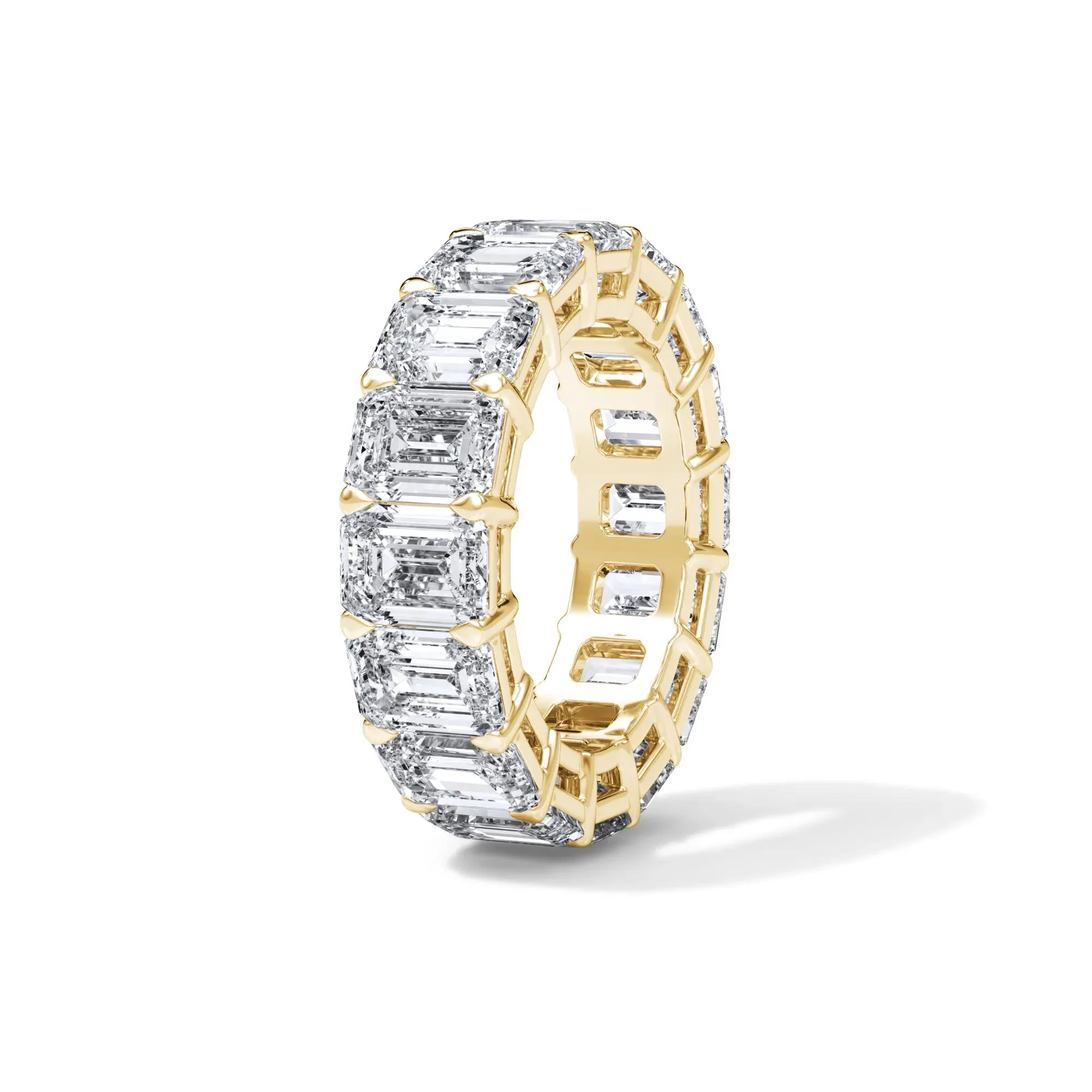 12 CT. Tw. Lab Grown Diamond Emerald-Cut Eternity Band Ring 18K Yellow Gold Size 8 3mm - Image 3