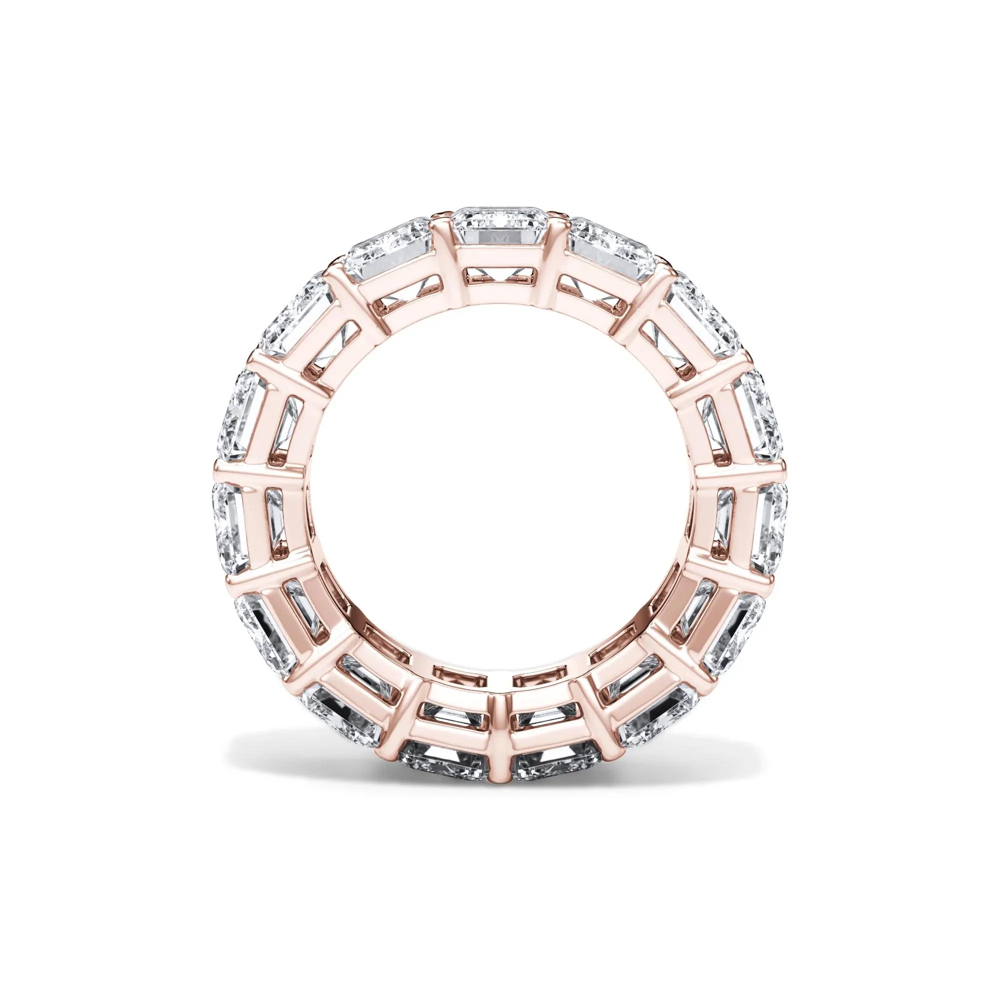15 CT. Tw. Lab Grown Diamond Emerald-Cut Eternity Band Ring 18K Rose Gold Size 4.5 3mm - Image 2