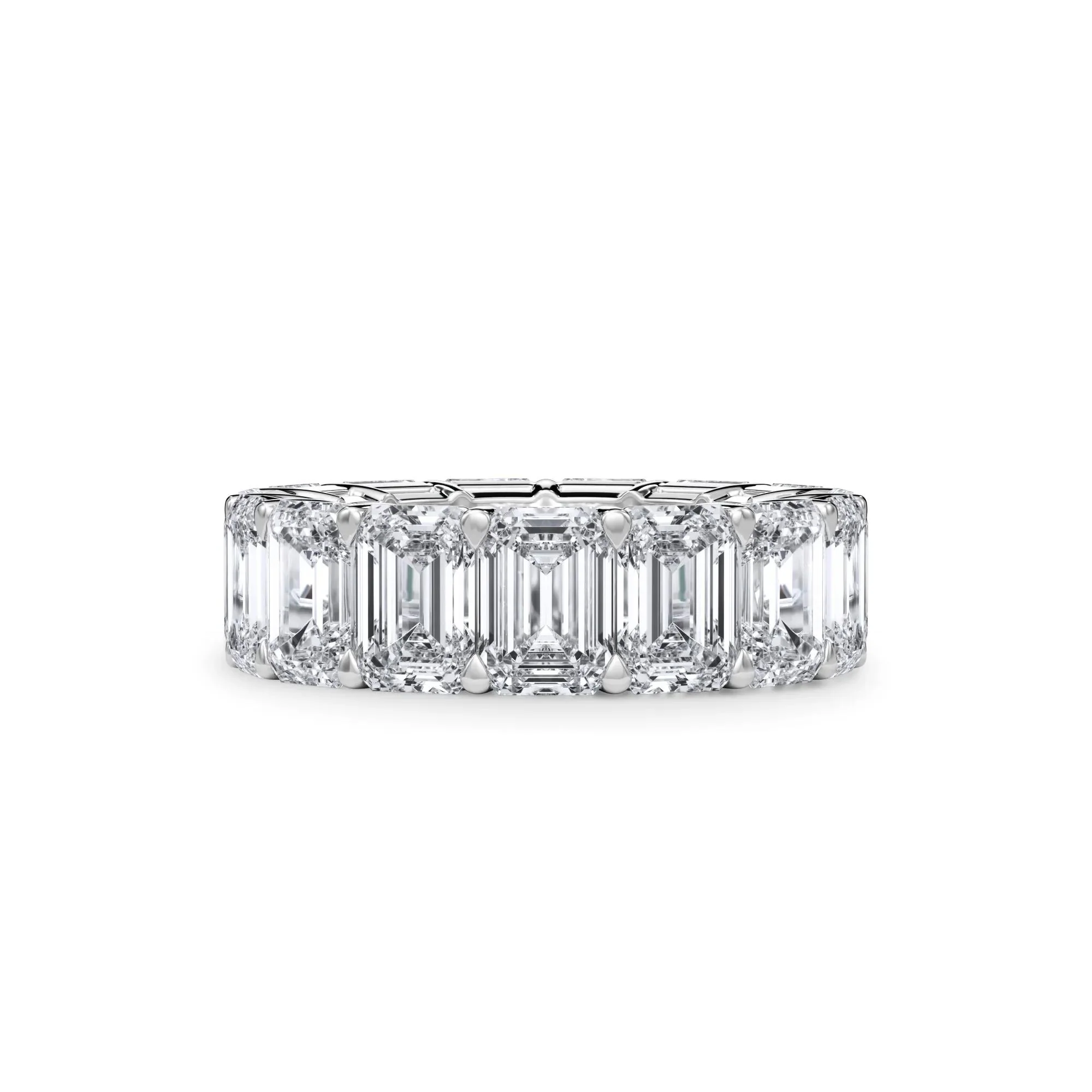 15 CT. Tw. Lab Grown Diamond Emerald-Cut Eternity Band Ring 18K White Gold Size 5 3mm