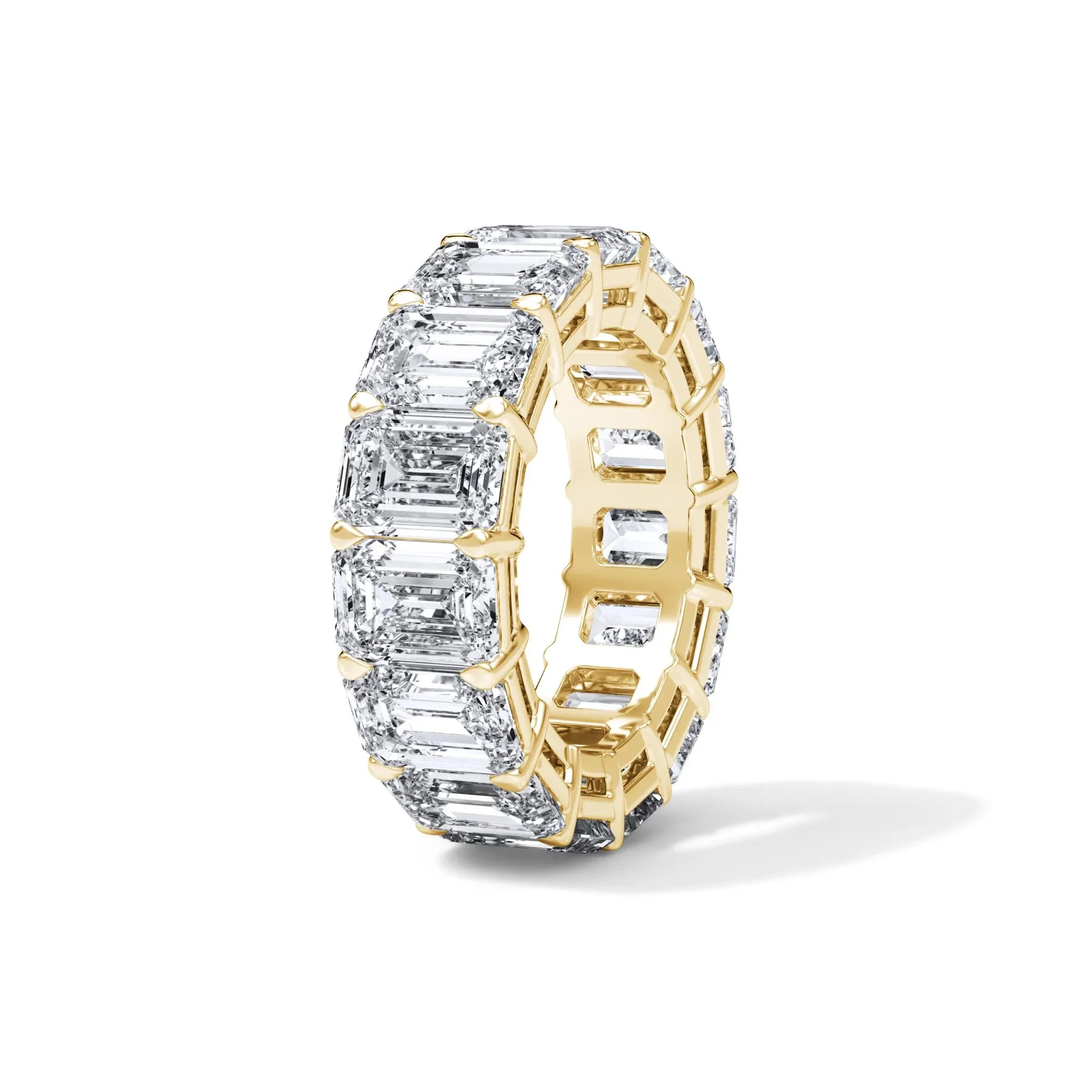 15 CT. Tw. Lab Grown Diamond Emerald-Cut Eternity Band Ring 18K Yellow Gold Size 6 3mm - Image 3