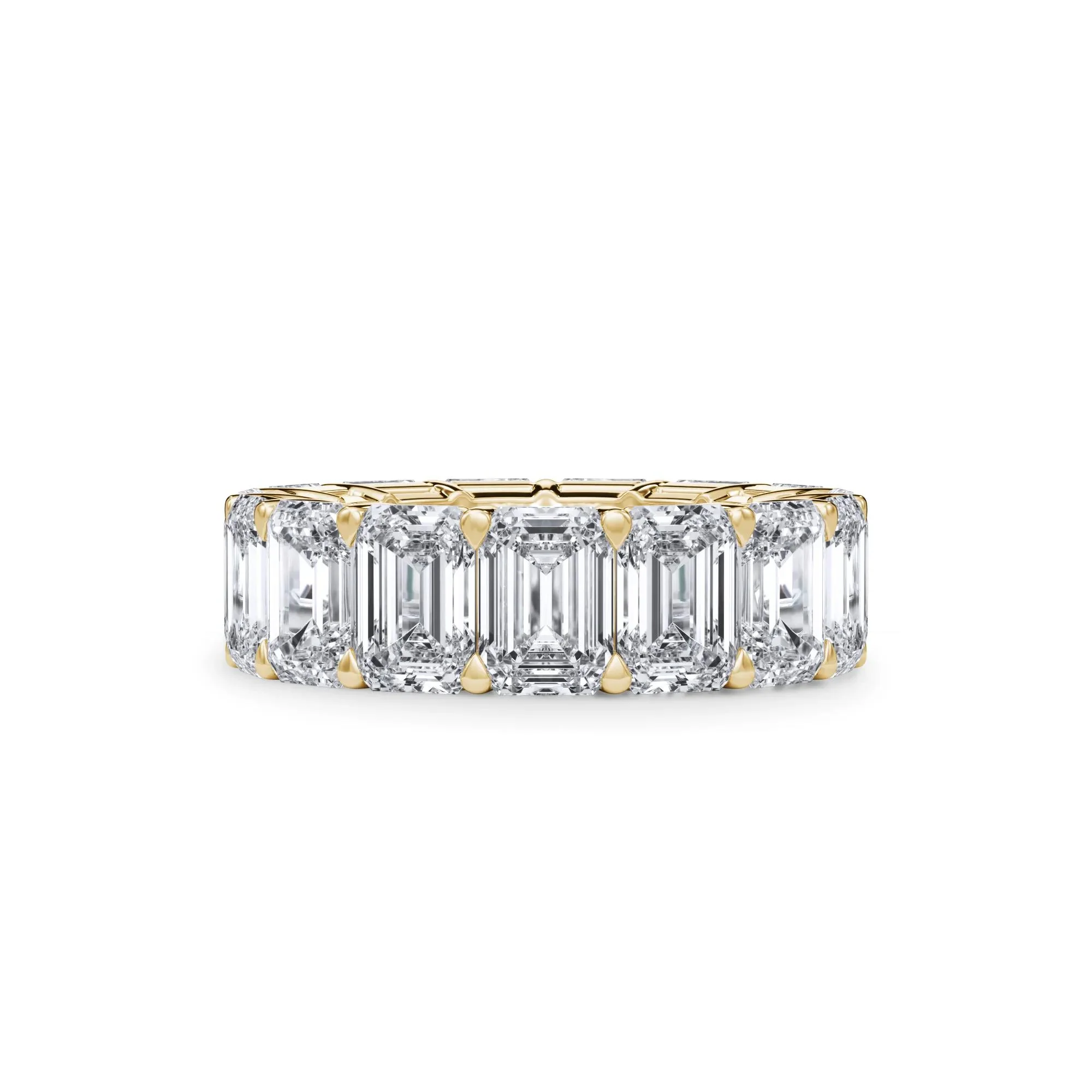 15 CT. Tw. Lab Grown Diamond Emerald-Cut Eternity Band Ring 18K Yellow Gold Size 9 3mm