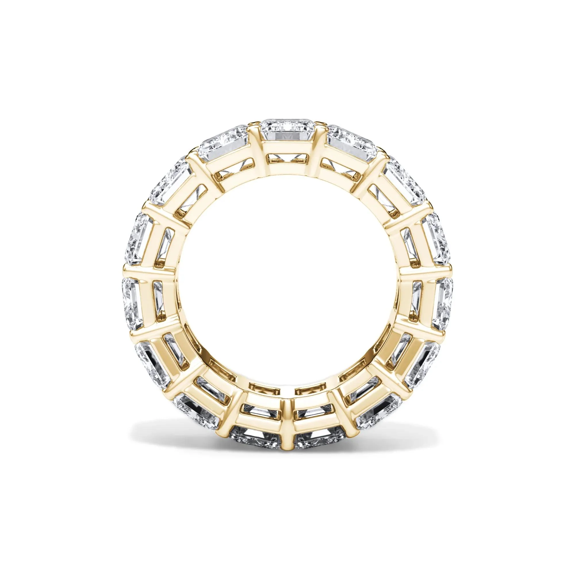 15 CT. Tw. Lab Grown Diamond Emerald-Cut Eternity Band Ring 18K Yellow Gold Size 9 3mm - Image 2