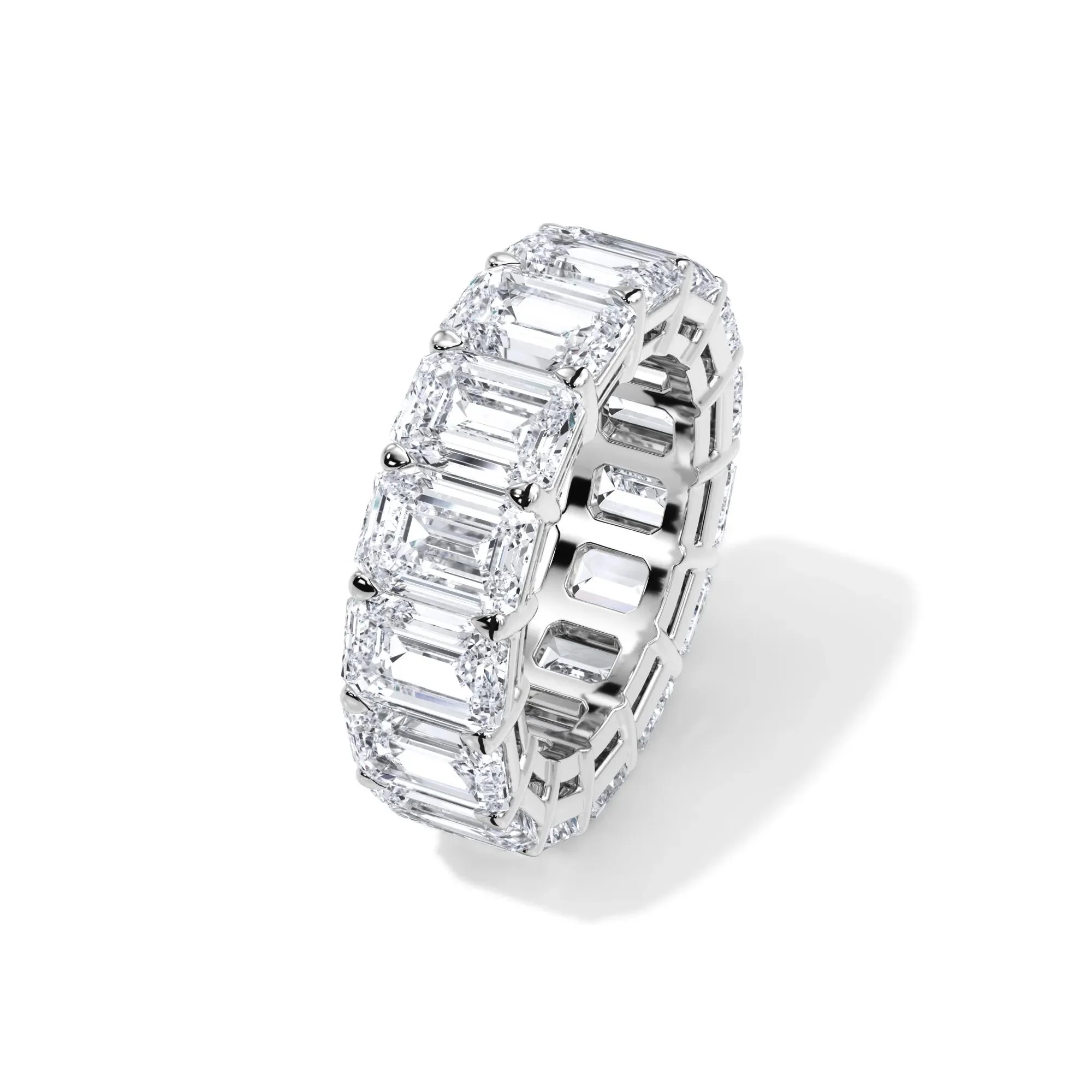 15 CT. Tw. Lab Grown Diamond Emerald-Cut Eternity Band Ring Platinum White Size 4.5 3mm - Image 4