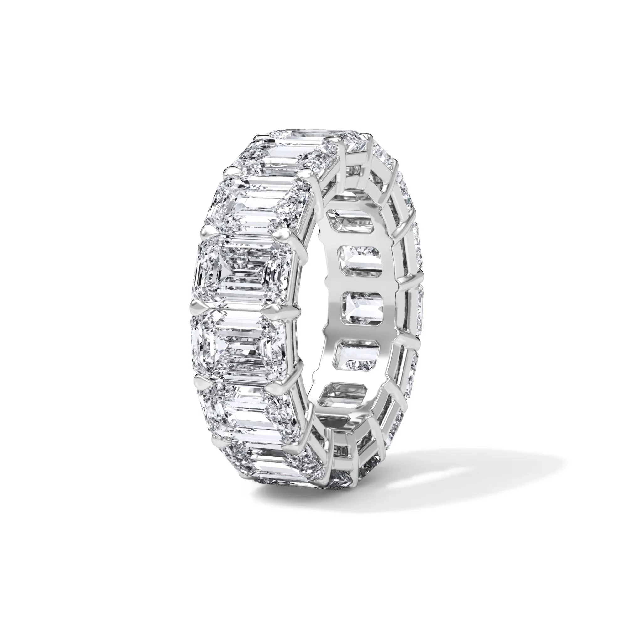 15 CT. Tw. Lab Grown Diamond Emerald-Cut Eternity Band Ring Platinum White Size 7.5 3mm - Image 3