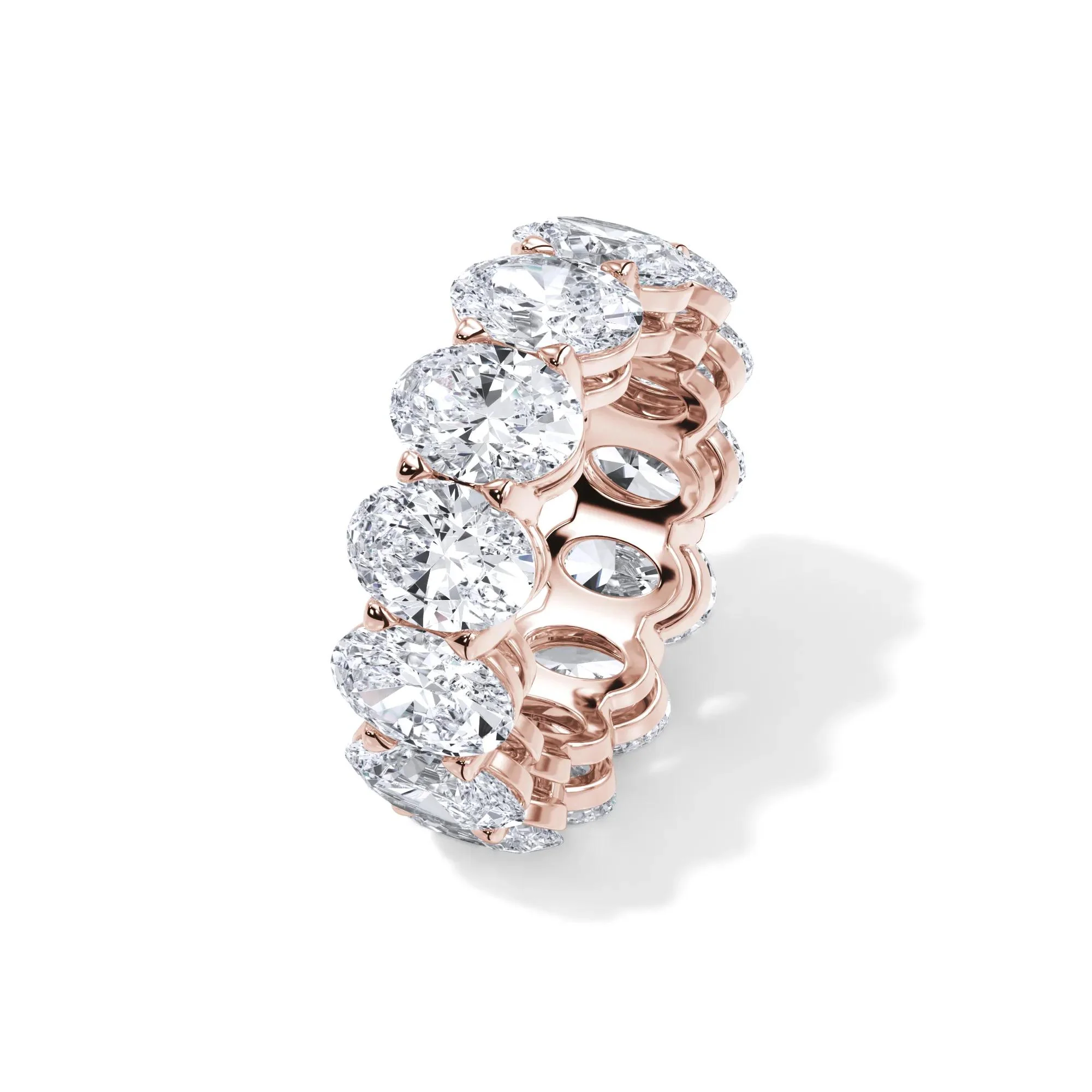 13 CT. Tw. Lab Grown Diamond Oval Eternity Band Ring 18K Rose Gold Size 5.5 3mm - Image 4
