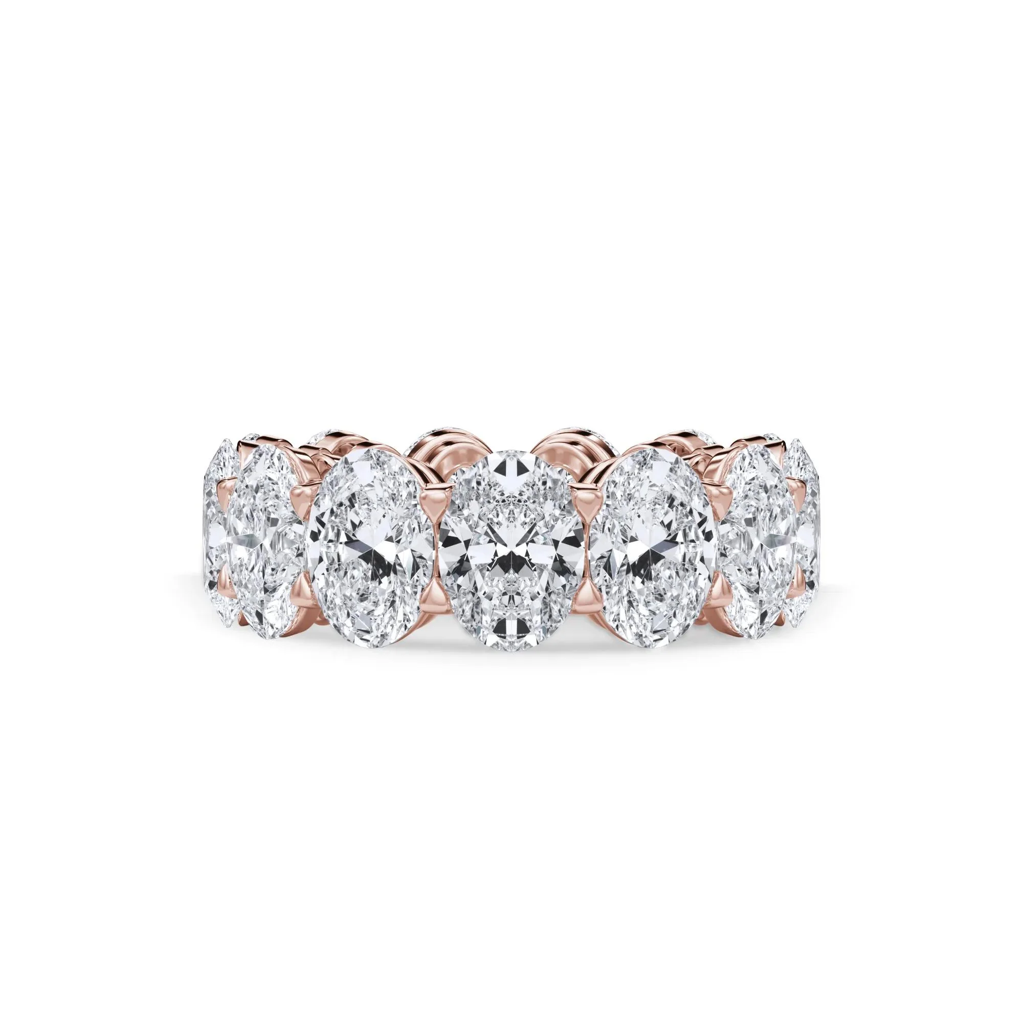 13 CT. Tw. Lab Grown Diamond Oval Eternity Band Ring 18K Rose Gold Size 8.5 3mm
