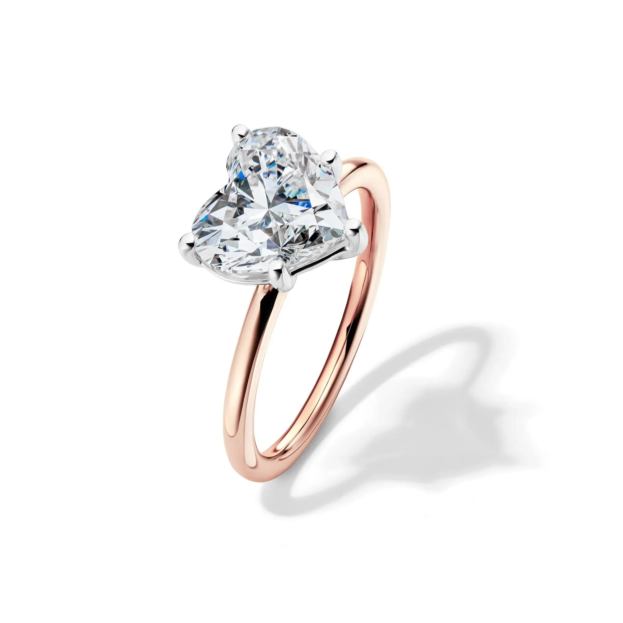 Lab Grown Diamond Heart-Shaped Solitaire Ring 14K Rose & White Gold (3 CT.) Size 5 2mm - Image 4