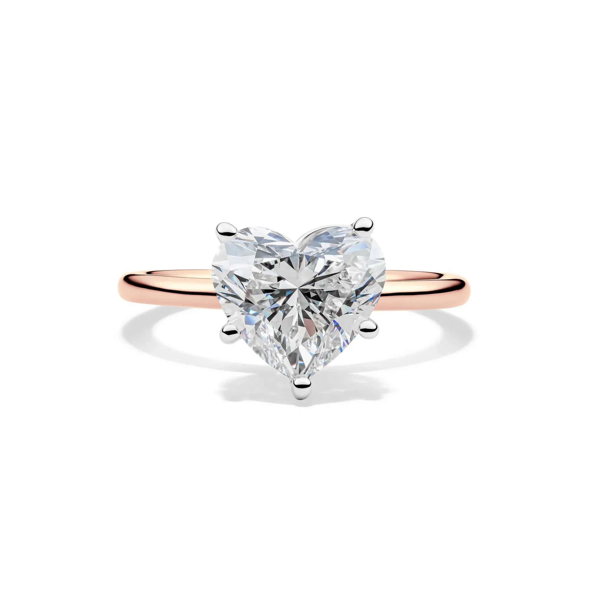 Lab Grown Diamond Heart-Shaped Solitaire Ring 14K Rose & White Gold (3 CT.) Size 8 2mm