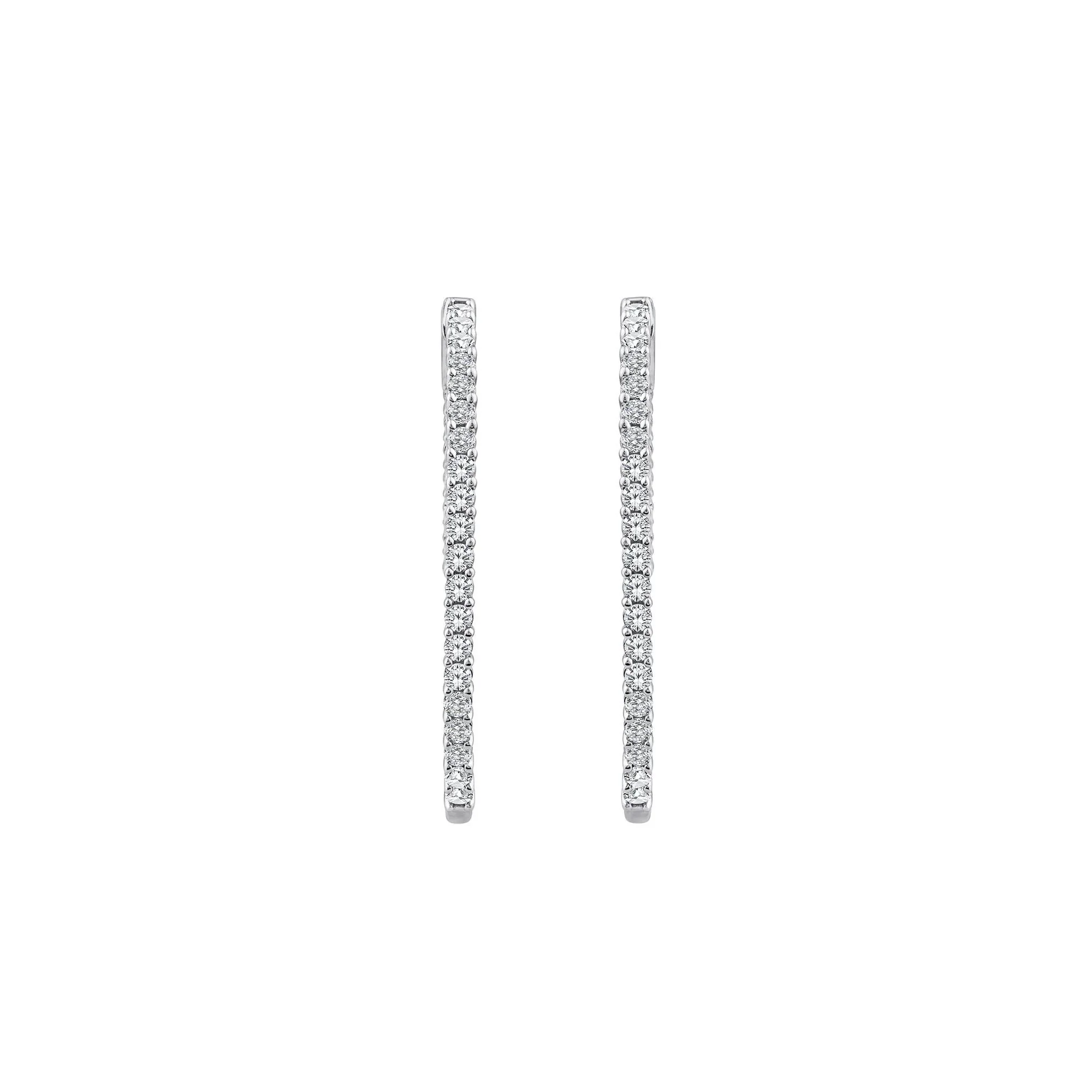 3 CT. Tw. Lab Grown Diamond Hoop Earrings 10K White Gold Size 27.00mm - Image 3