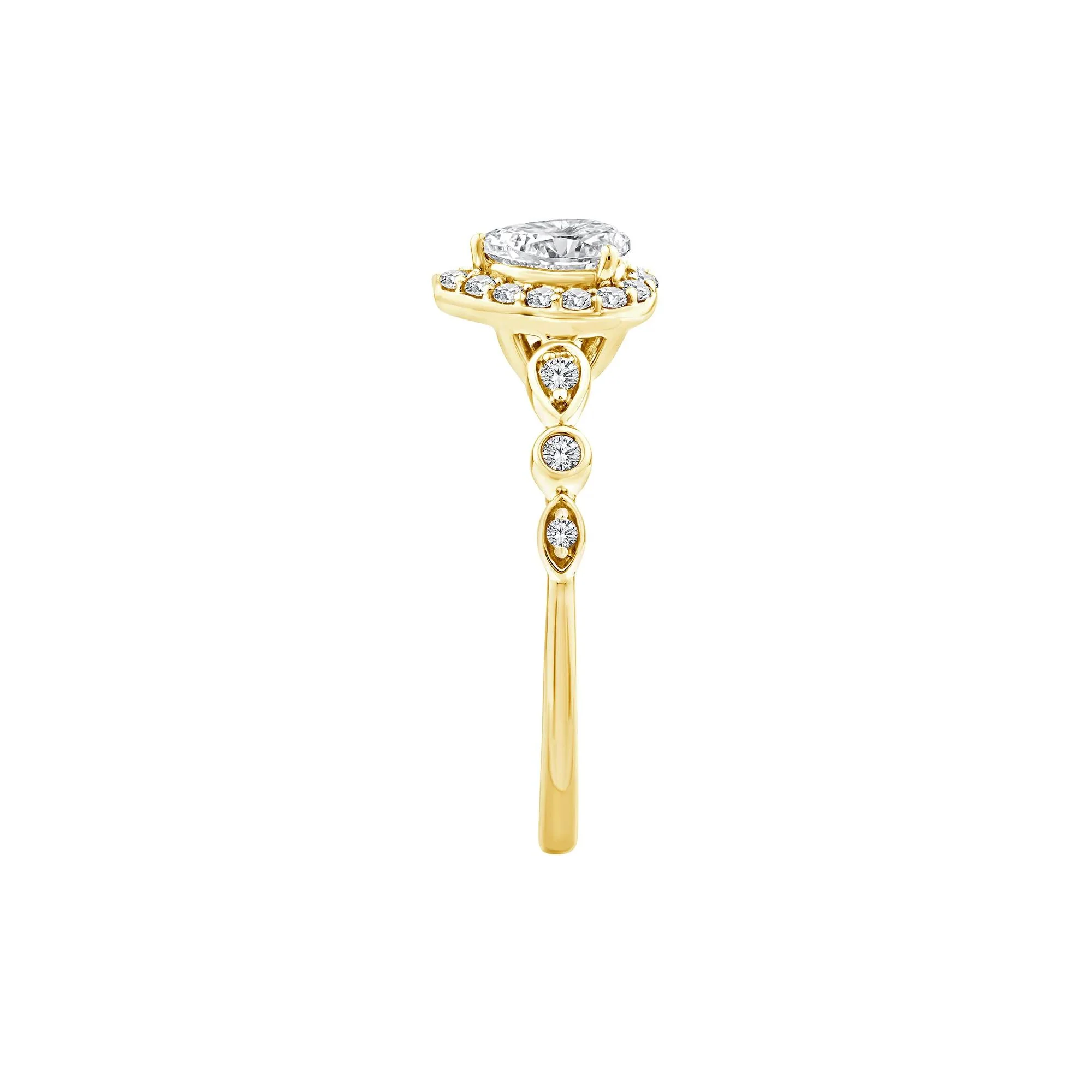1/2 CT. Tw. Lab Grown Diamond Pear Promise Ring 10K Yellow Gold Size 6.5 1mm - Image 3