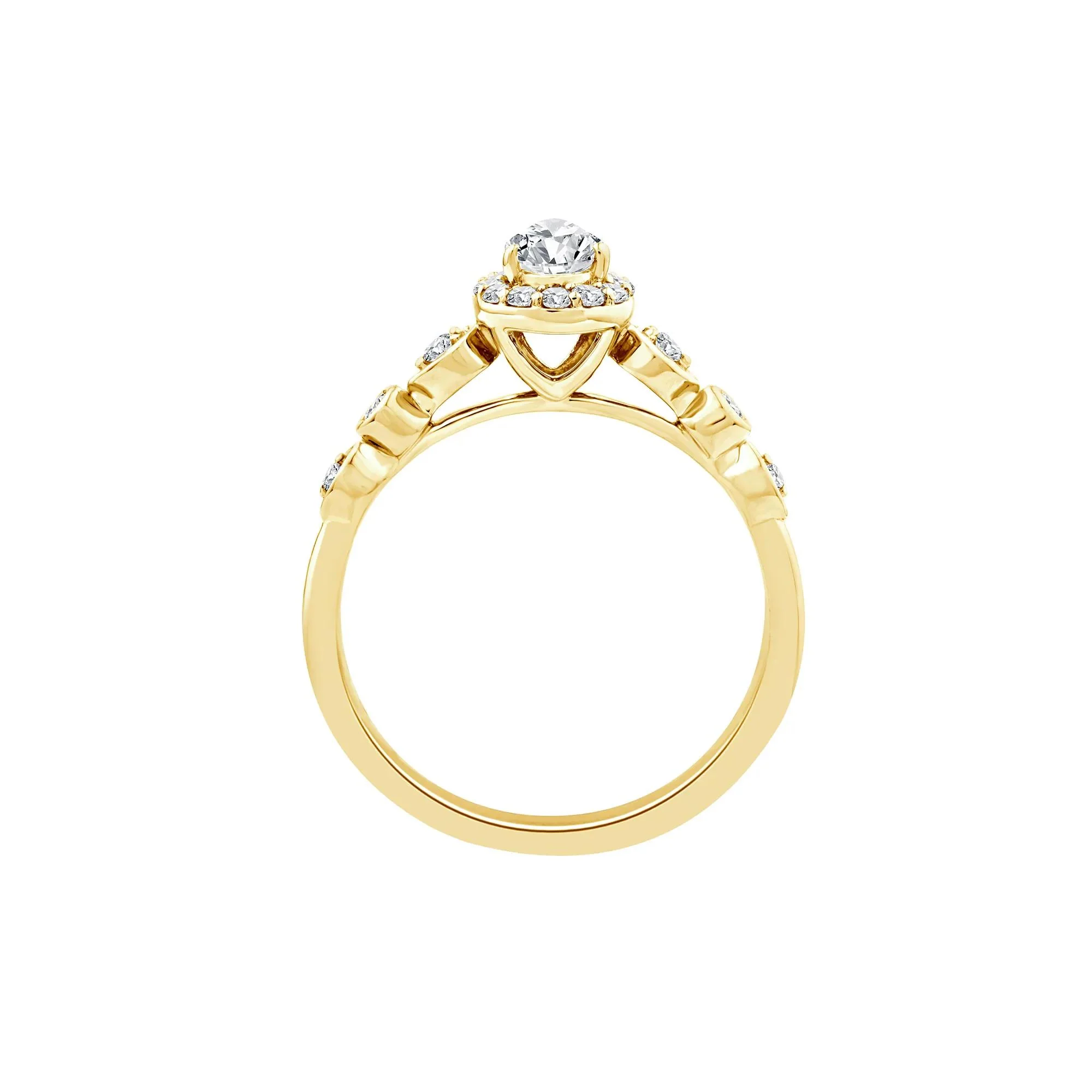 1/2 CT. Tw. Lab Grown Diamond Pear Promise Ring 10K Yellow Gold Size 9 1mm - Image 2