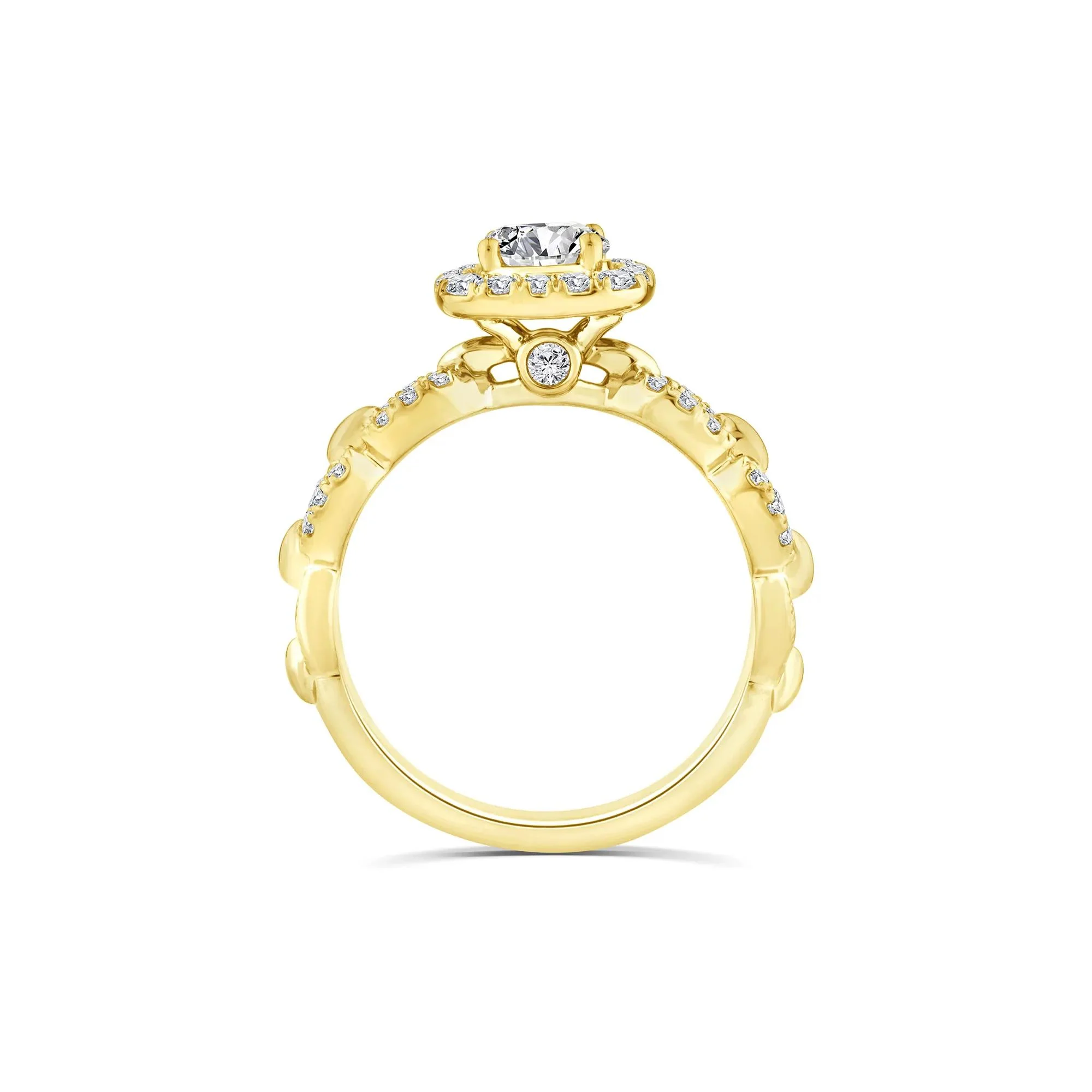 1 CT. Tw. Diamond Round Halo Engagement Ring 14K Yellow Gold Size 7 2mm - Image 2