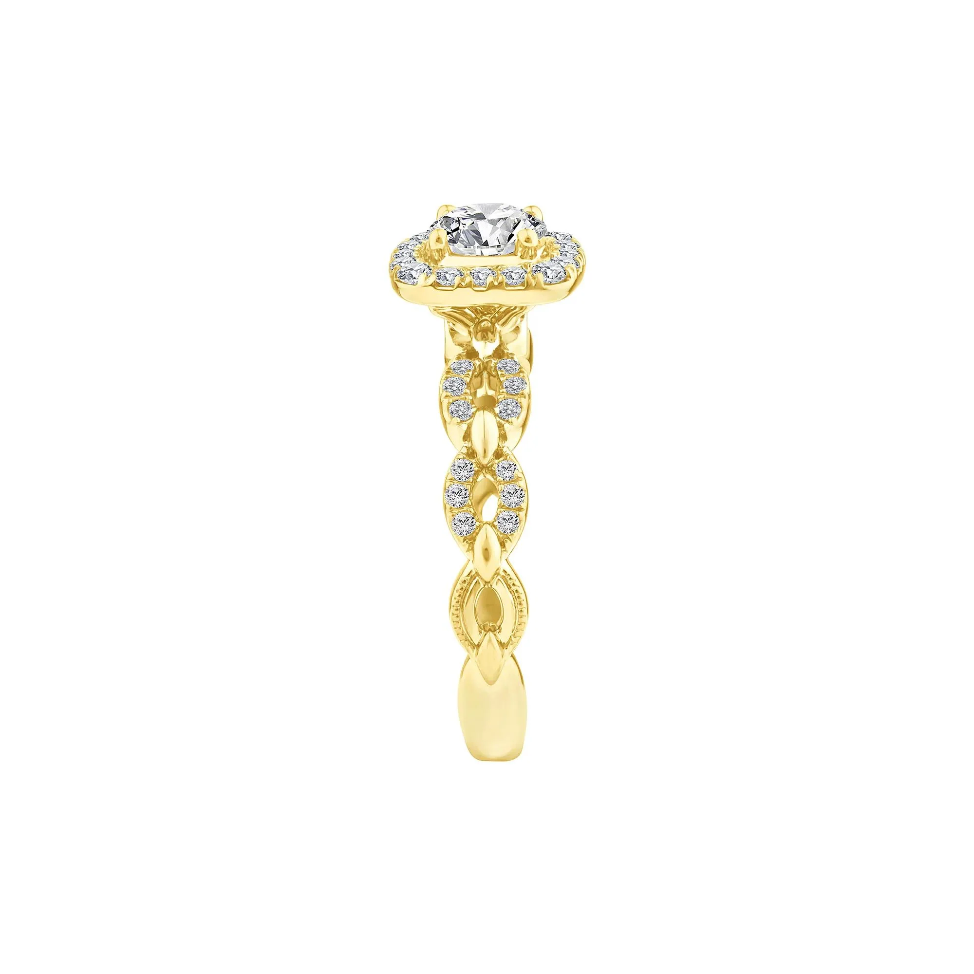 1 CT. Tw. Diamond Round Halo Engagement Ring 14K Yellow Gold Size 8 2mm - Image 3