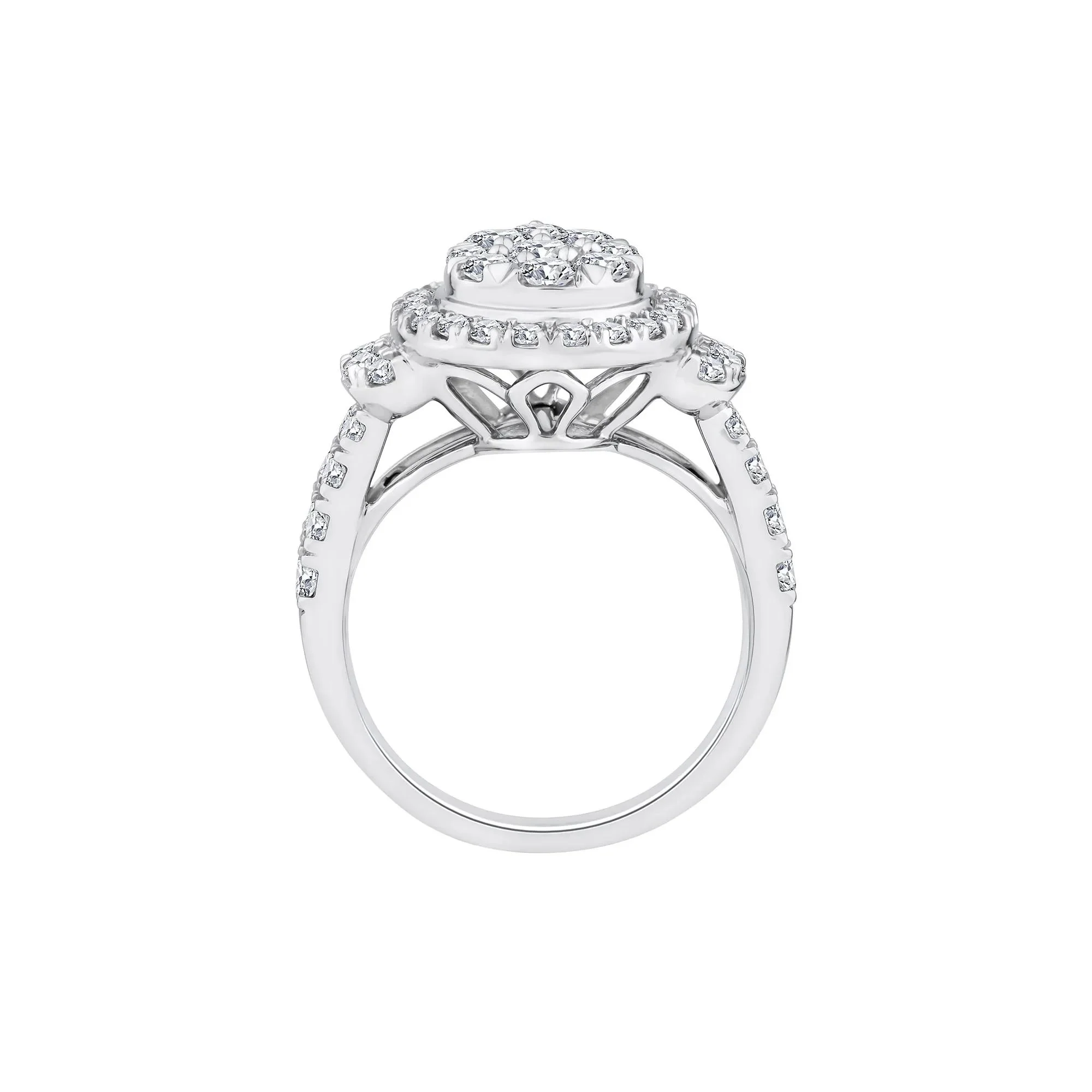 2 CT. Tw. Diamond Composite Engagement Ring 10K White Gold Round Brilliant Cut Size 7.5 2.5mm - Image 2
