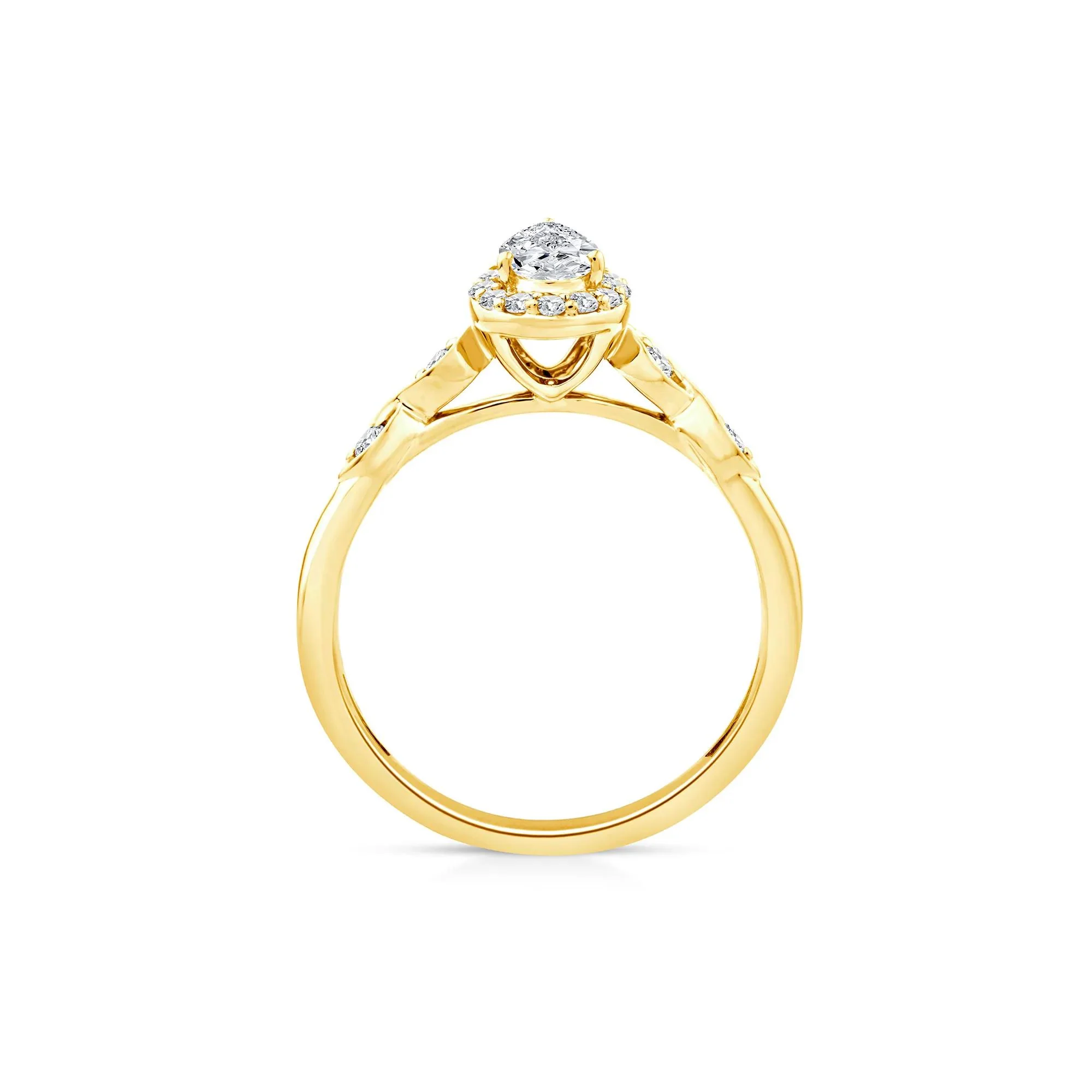 1/2 CT. Tw. Lab Grown Diamond Pear Promise Ring 10K Yellow Gold Size 8.5 1mm - Image 2