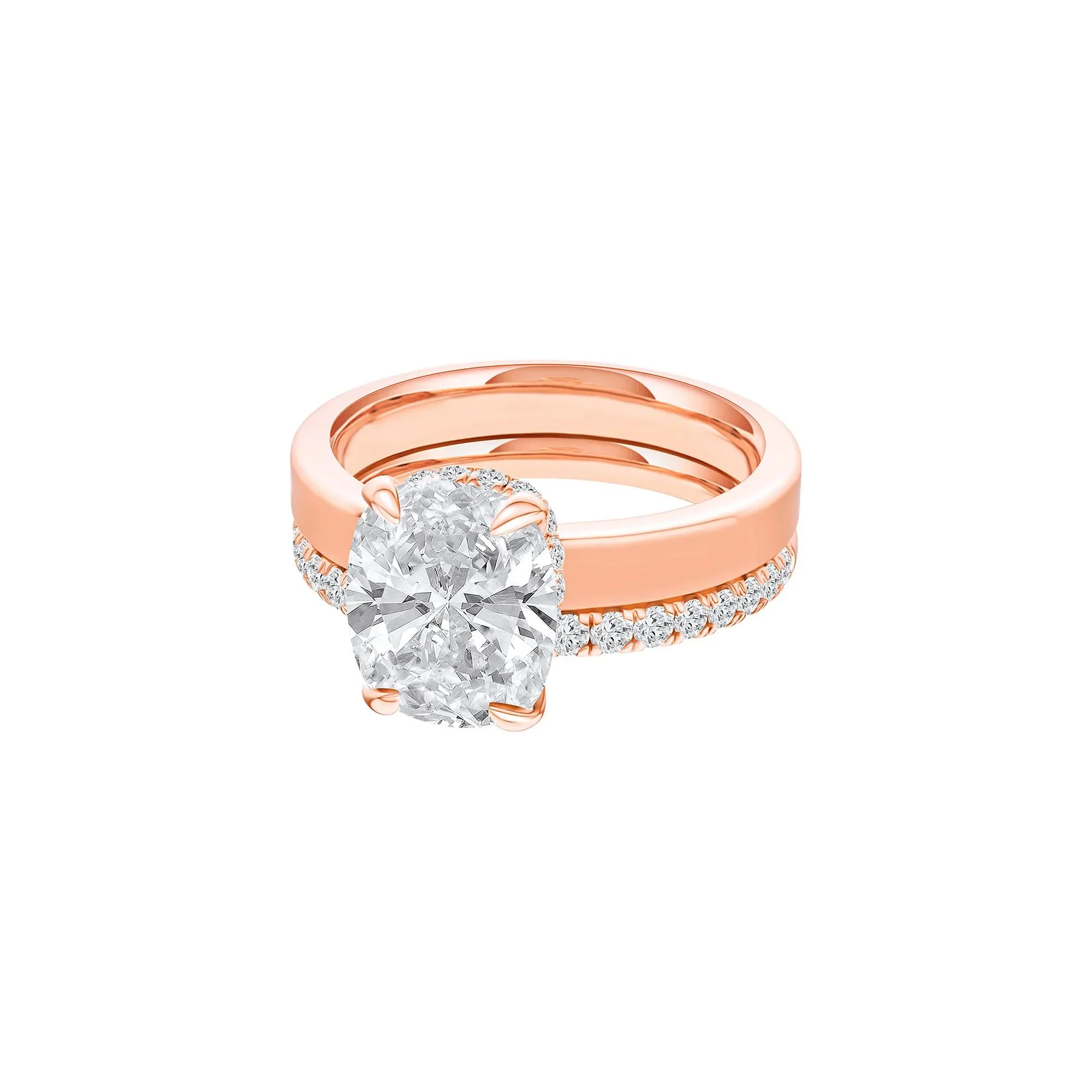 4 CT. Tw. Lab Grown Diamond Elongated Cushion-Cut Engagement Ring 14K Rose Gold Round Brilliant Cut Size 5 3mm - Image 5
