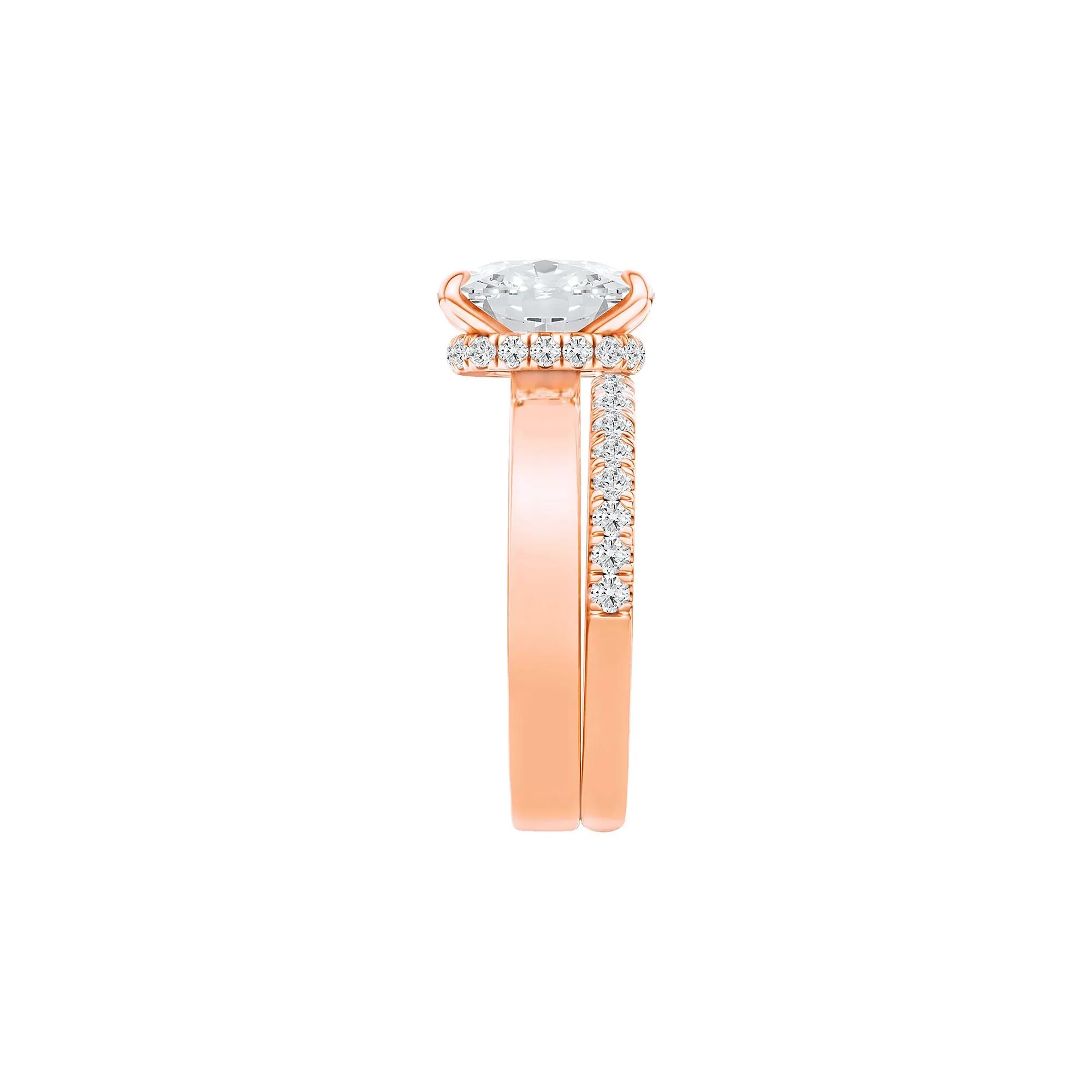 4 CT. Tw. Lab Grown Diamond Elongated Cushion-Cut Engagement Ring 14K Rose Gold Round Brilliant Cut Size 6.5 3mm - Image 3