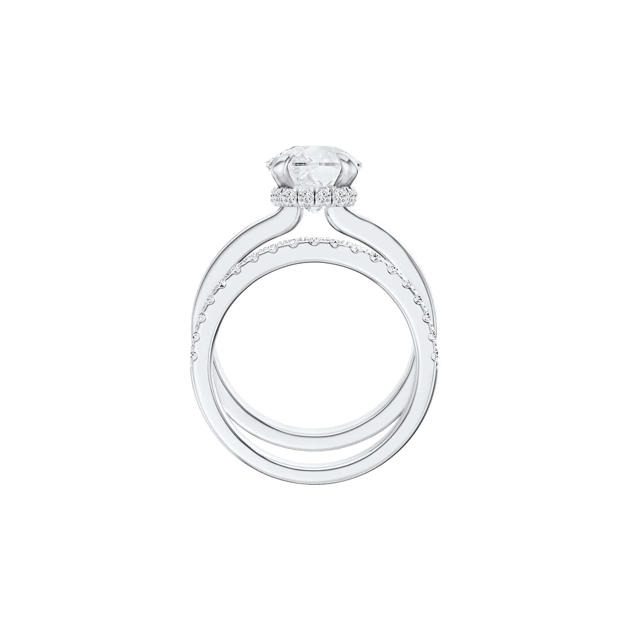 4 CT. Tw. Lab Grown Diamond Elongated Cushion-Cut Engagement Ring 14K White Gold Round Brilliant Cut Size 8 3mm - Image 2