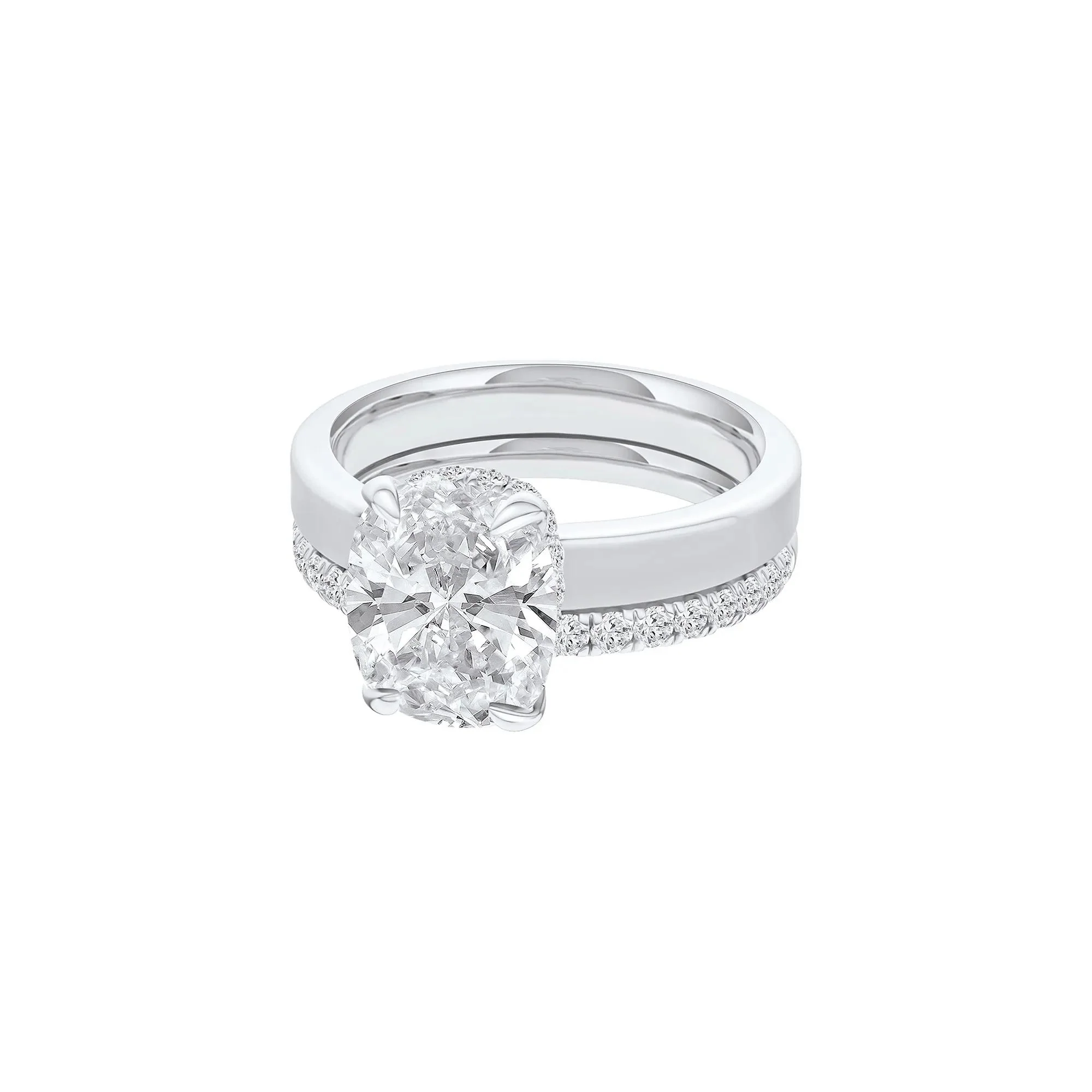 4 CT. Tw. Lab Grown Diamond Elongated Cushion-Cut Engagement Ring 14K White Gold Size 9.5 3mm - Image 4
