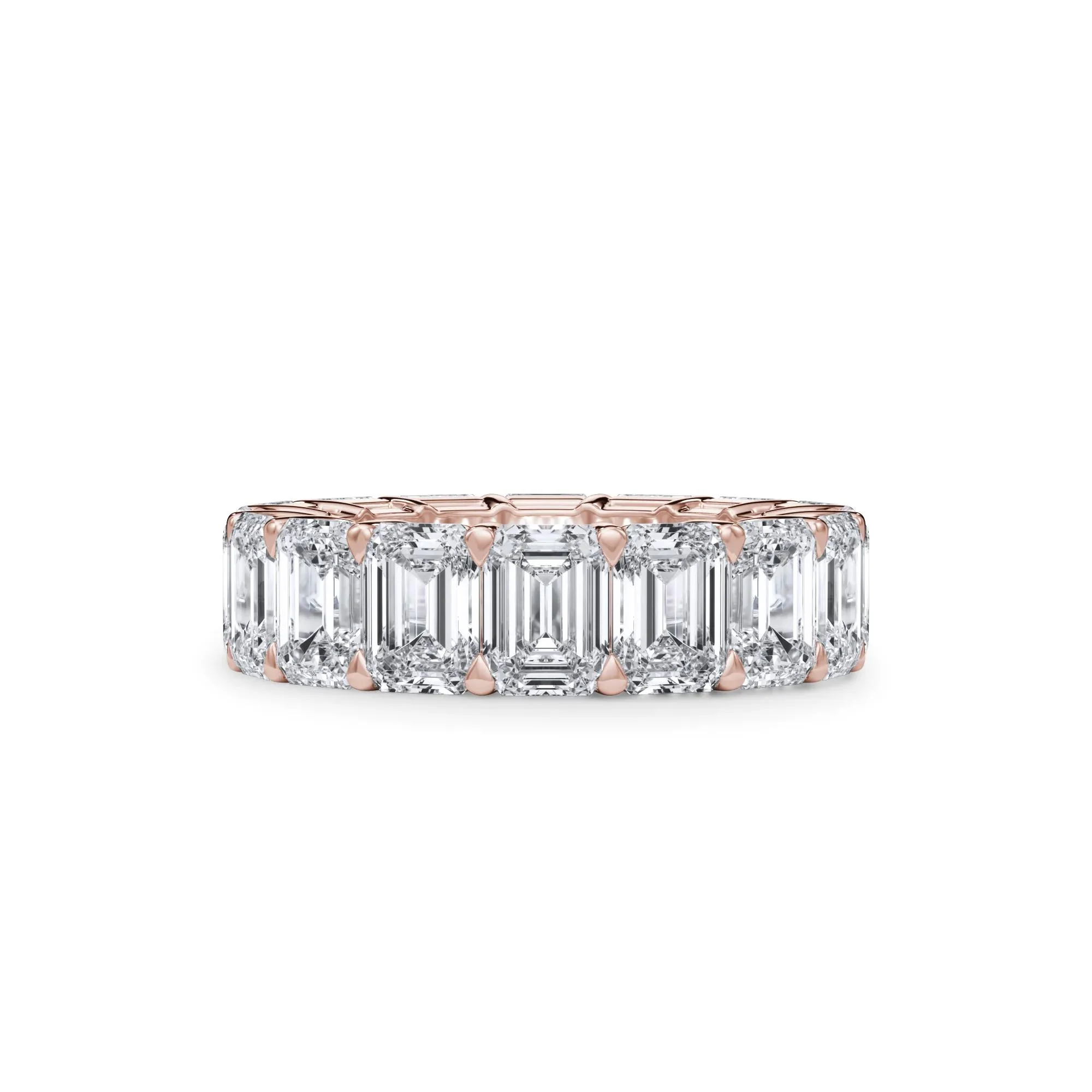 12 CT. Tw. Lab Grown Diamond Emerald-Cut Eternity Band Ring 18K Rose Gold Size 4 3mm