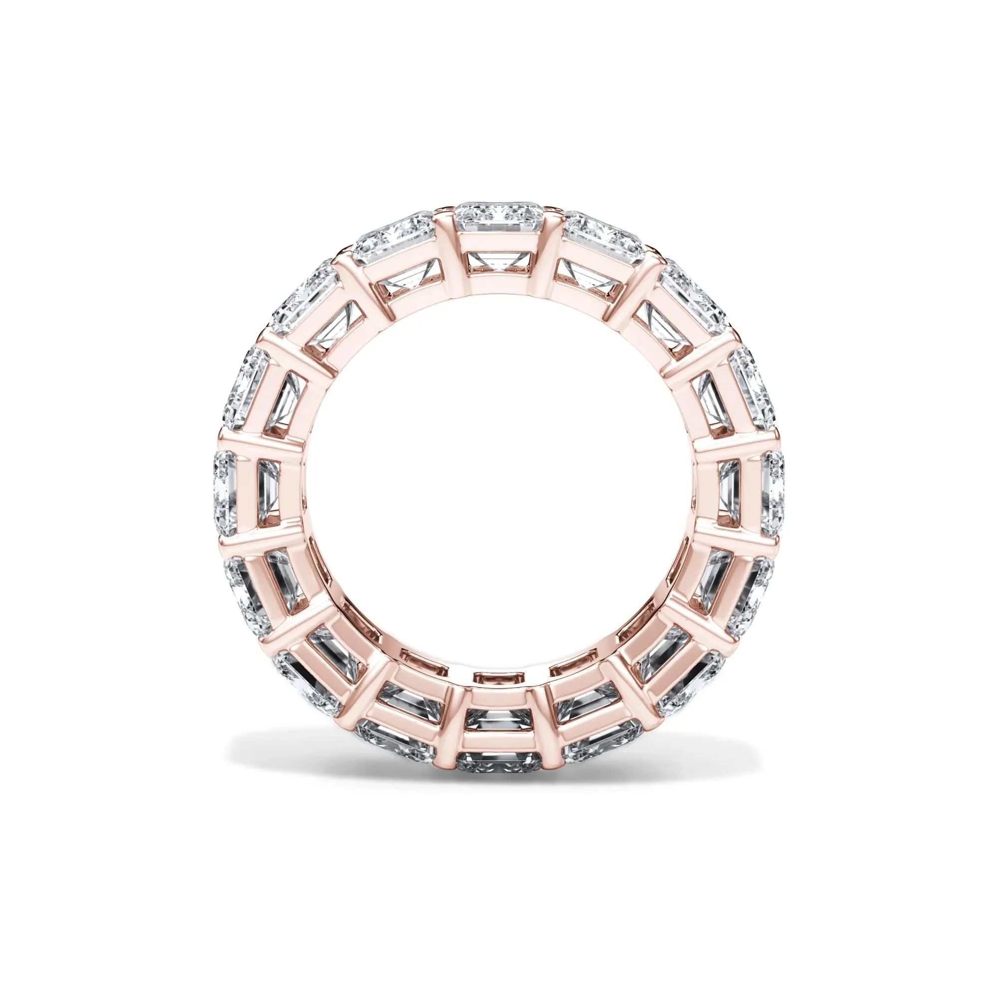 12 CT. Tw. Lab Grown Diamond Emerald-Cut Eternity Band Ring 18K Rose Gold Size 4.5 3mm - Image 2