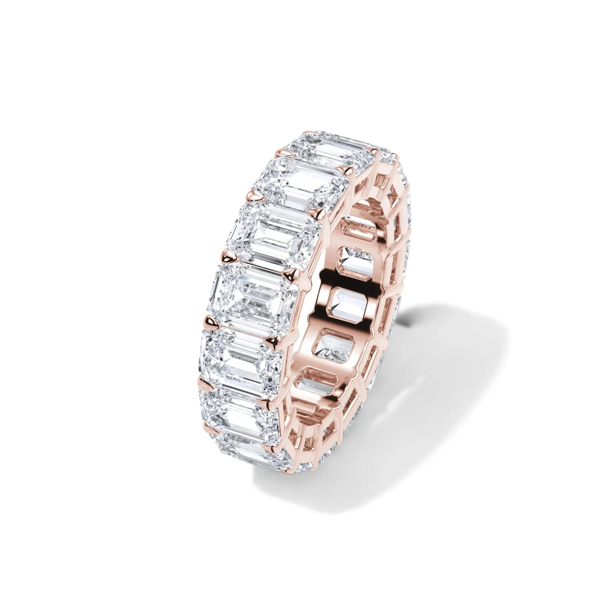 12 CT. Tw. Lab Grown Diamond Emerald-Cut Eternity Band Ring 18K Rose Gold Size 6 3mm - Image 4