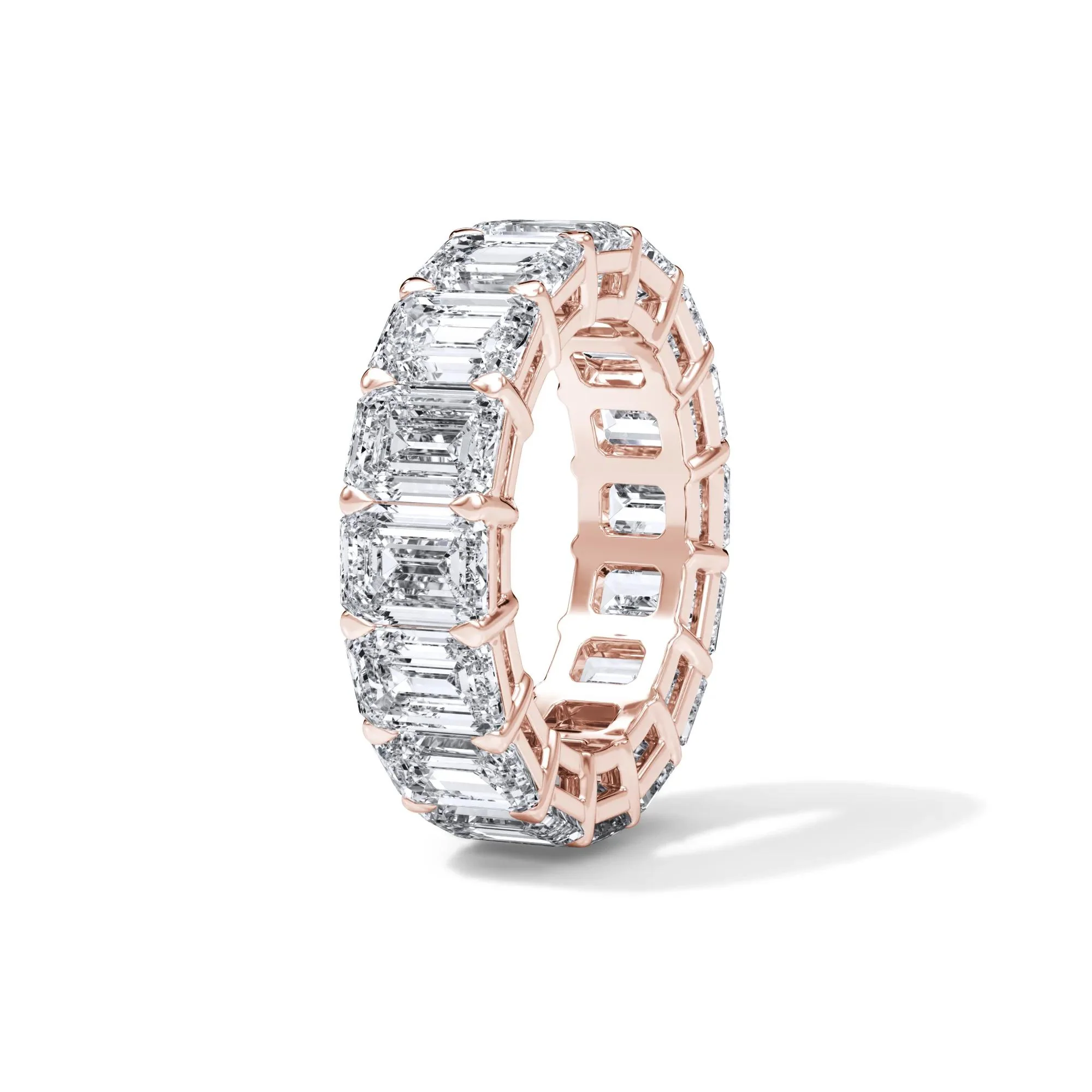 12 CT. Tw. Lab Grown Diamond Emerald-Cut Eternity Band Ring 18K Rose Gold Size 8.5 3mm - Image 3