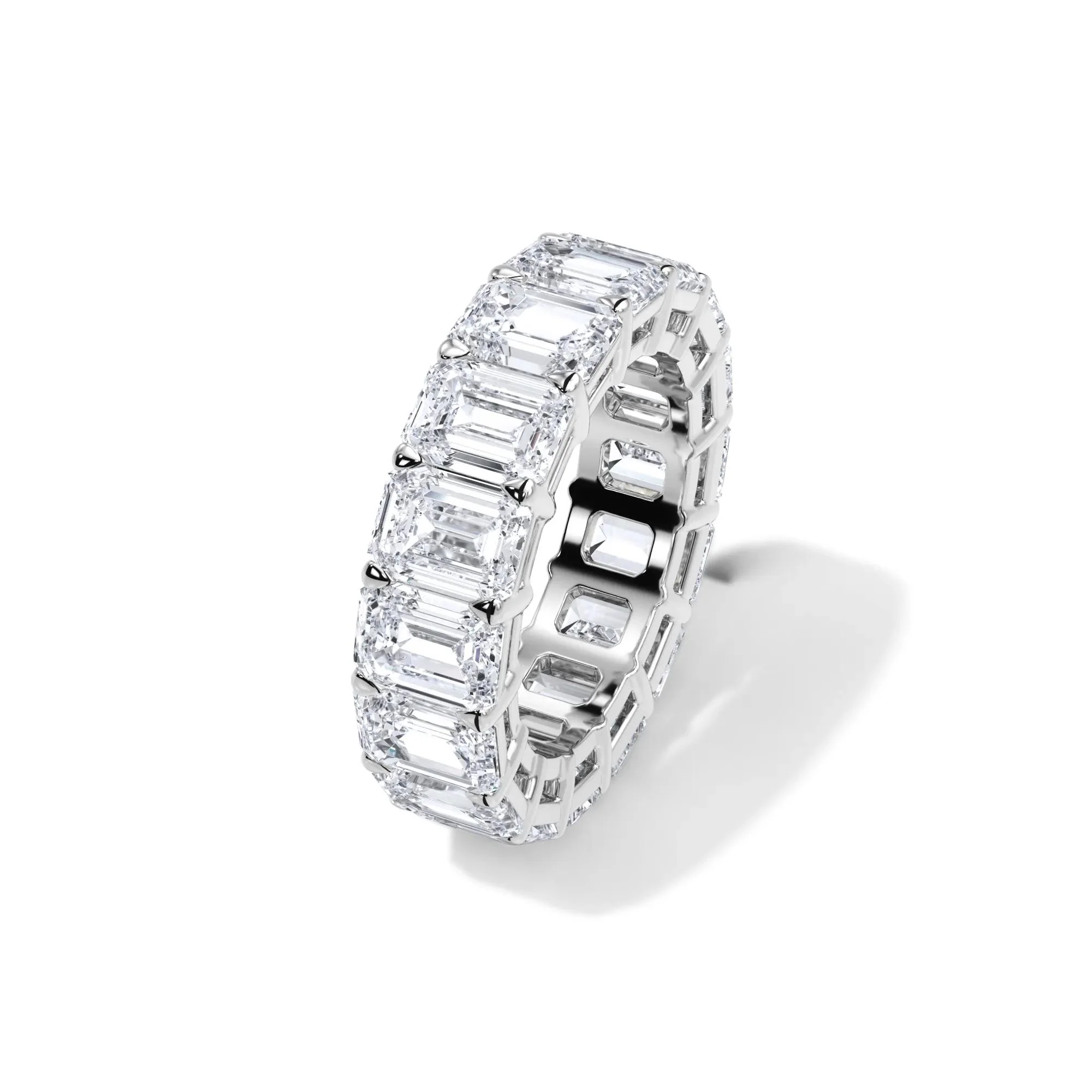 Lab Grown Diamond Emerald-Cut Eternity Band Ring White Size 4 3mm - Image 4