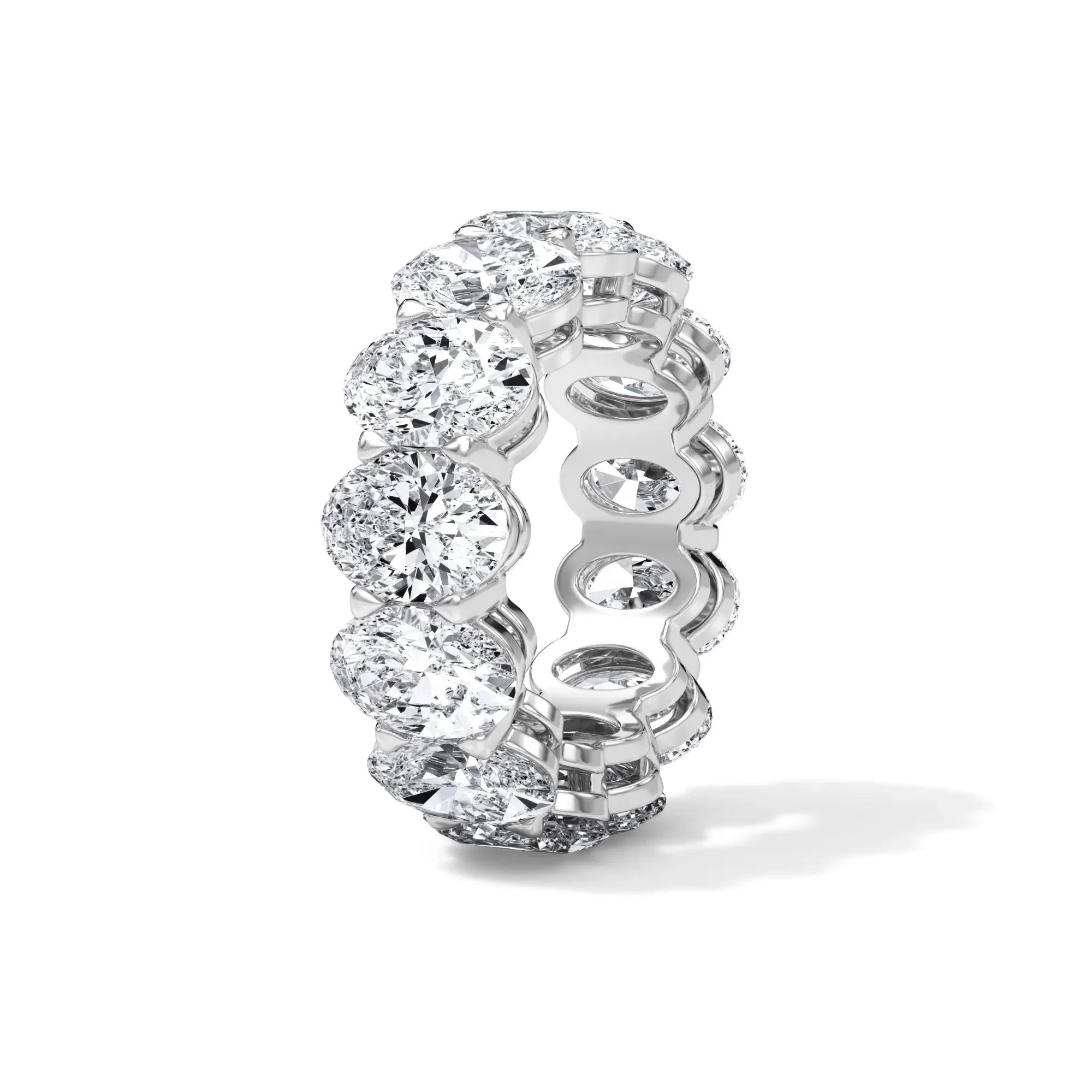 13 CT. Tw. Lab Grown Diamond Oval Eternity Band Ring Platinum White Size 8.5 3mm - Image 3