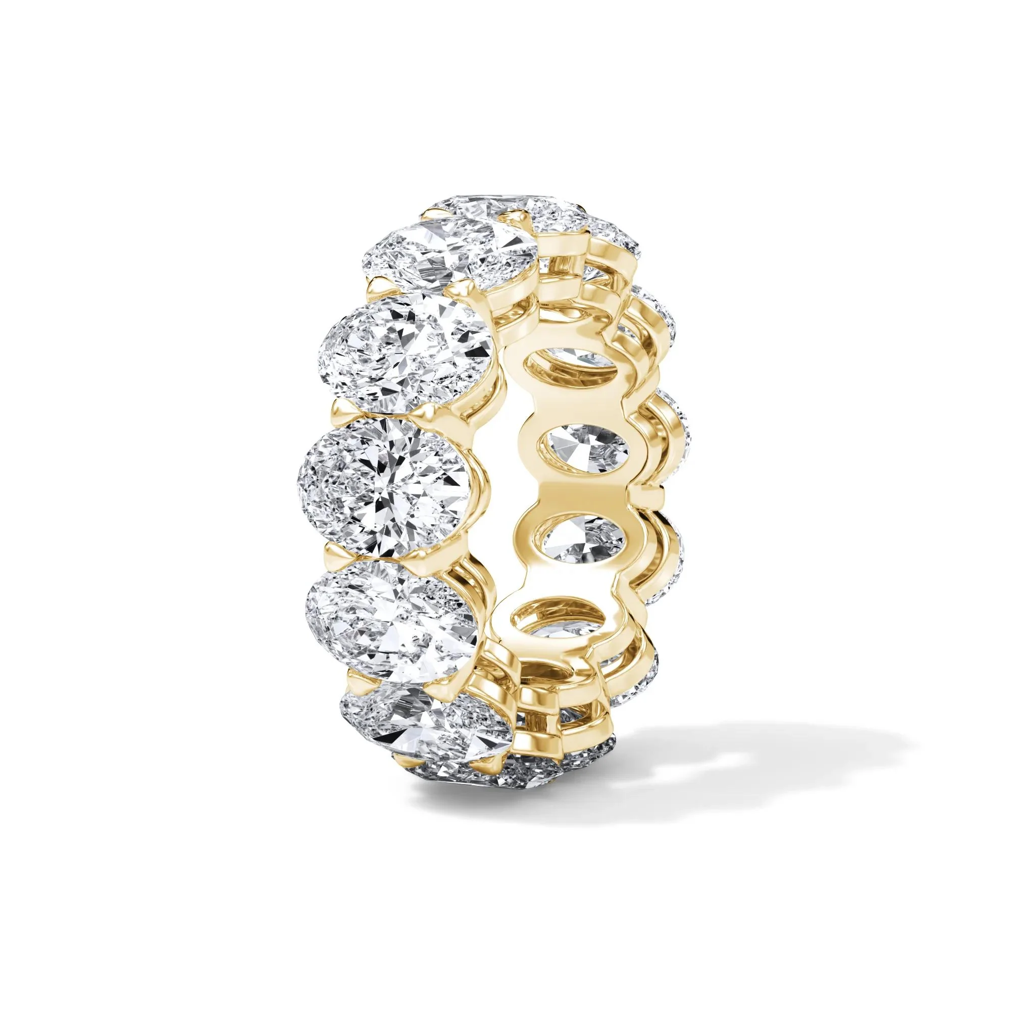 13 CT. Tw. Lab Grown Diamond Oval Eternity Band Ring 18K Yellow Gold Size 7 3mm - Image 3