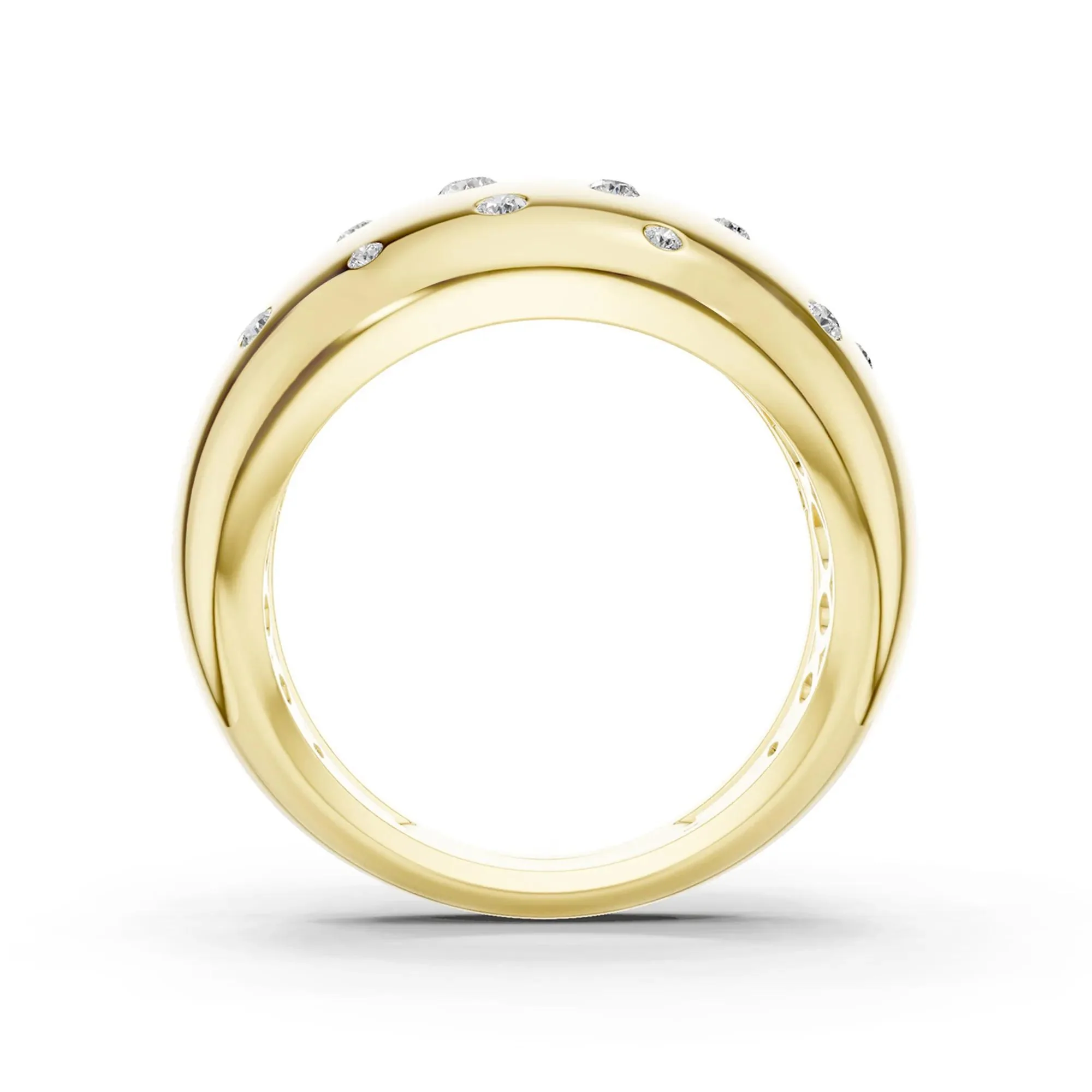 1/5 CT. Tw. Diamond Dot Bubble Ring 10K Yellow Gold Round Brilliant Cut Size 6 3mm - Image 3