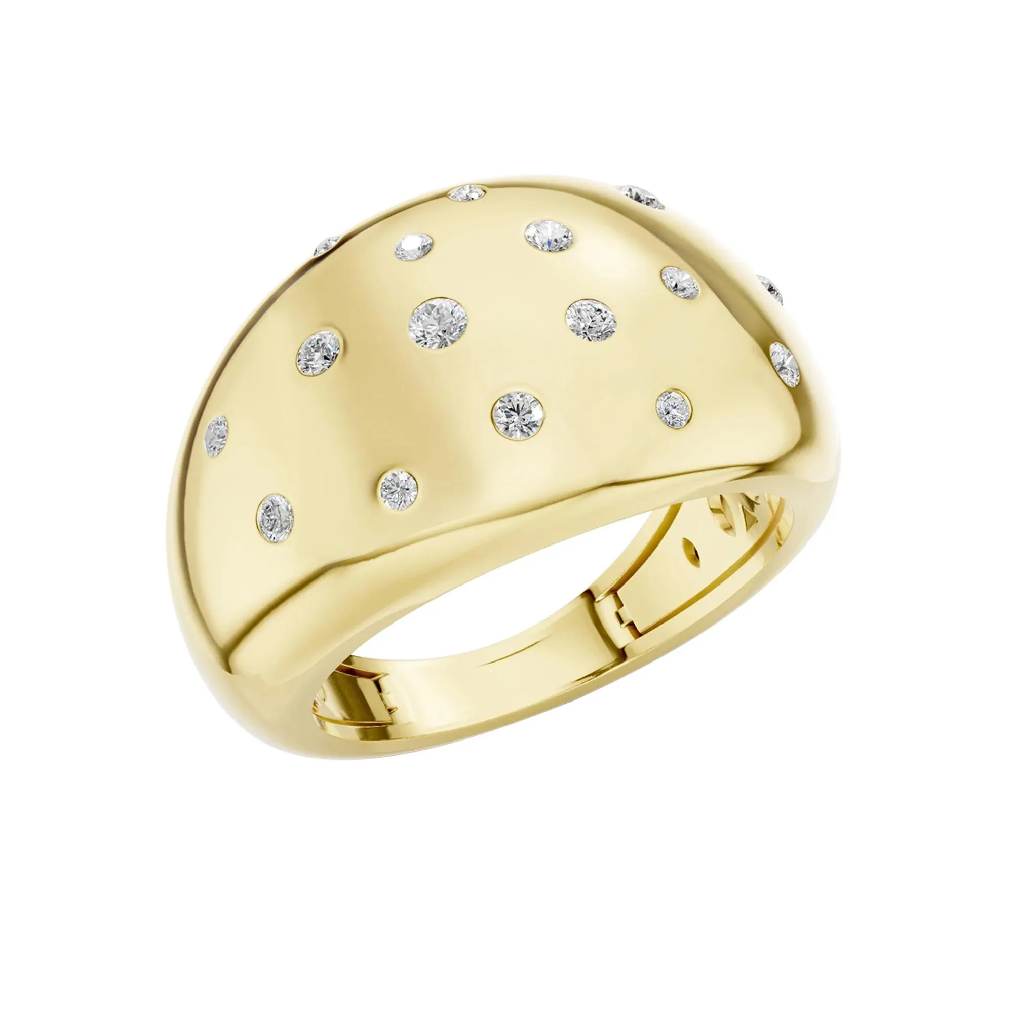 1/5 CT. Tw. Diamond Dot Bubble Ring 10K Yellow Gold Round Brilliant Cut Size 7 3mm - Image 2
