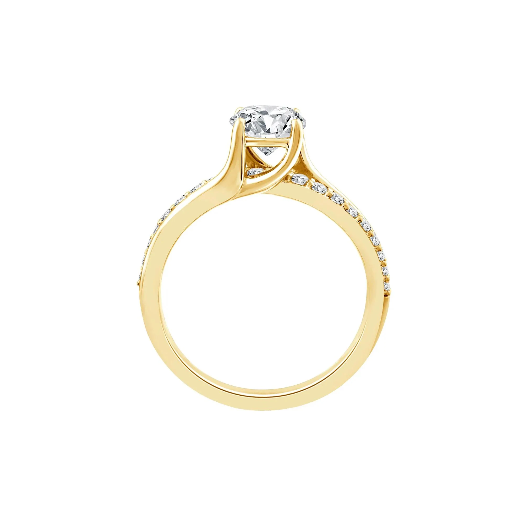 1/4 CT. Tw. Lab Grown Diamond Round Engagement Ring 10K Yellow Gold Size 6.5 1.5mm - Image 2