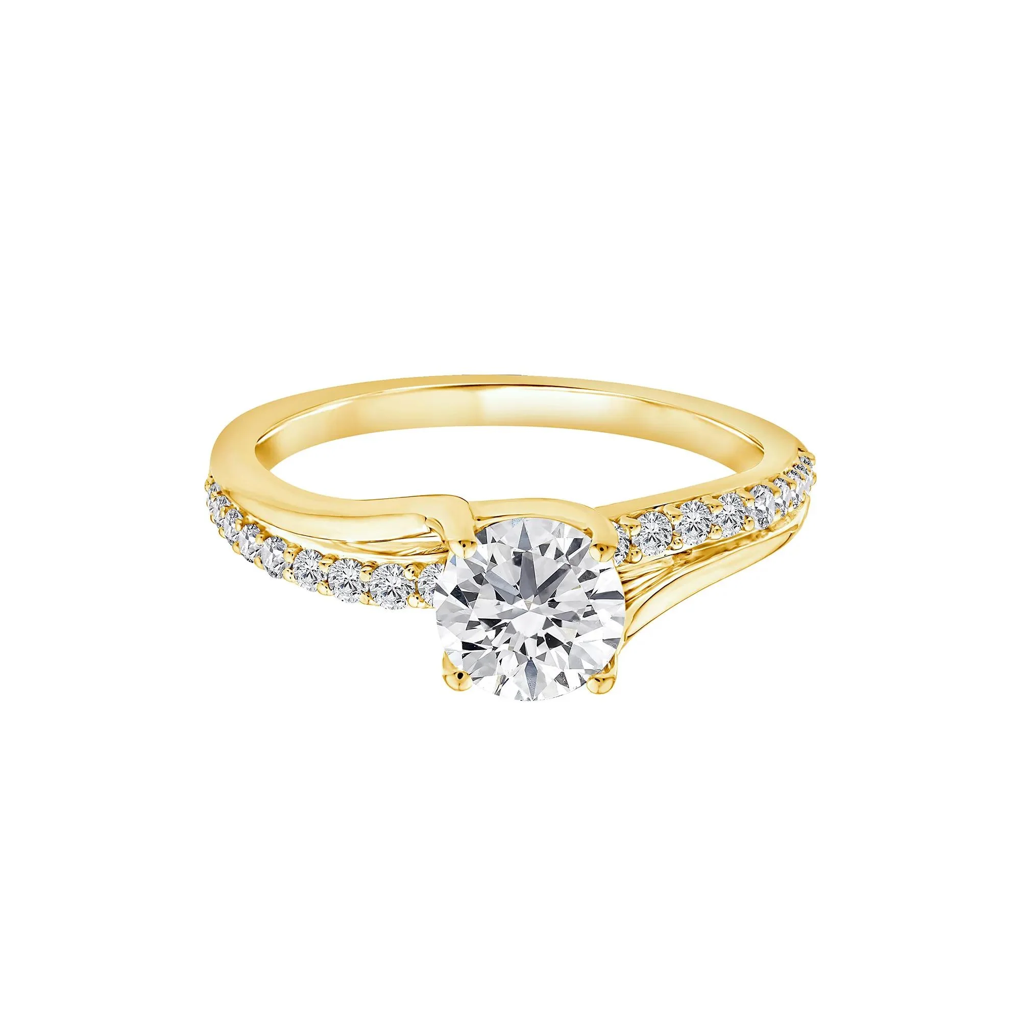 1/4 CT. Tw. Lab Grown Diamond Round Engagement Ring 10K Yellow Gold Size 7 1.5mm