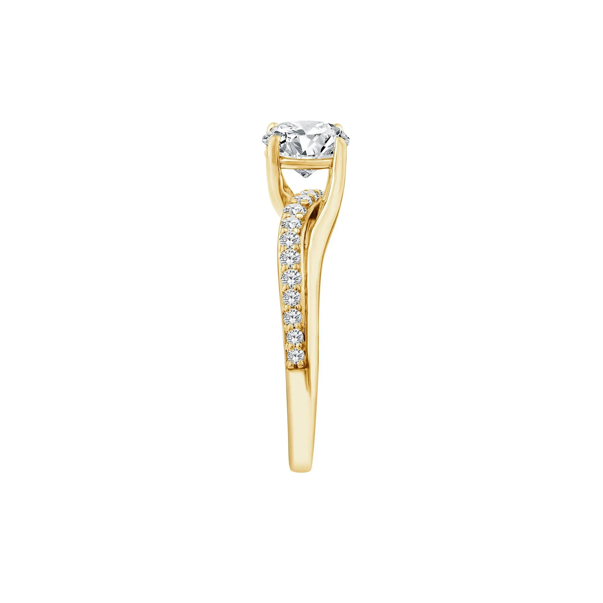 1/4 CT. Tw. Lab Grown Diamond Round Engagement Ring 10K Yellow Gold Size 9 1.5mm - Image 3