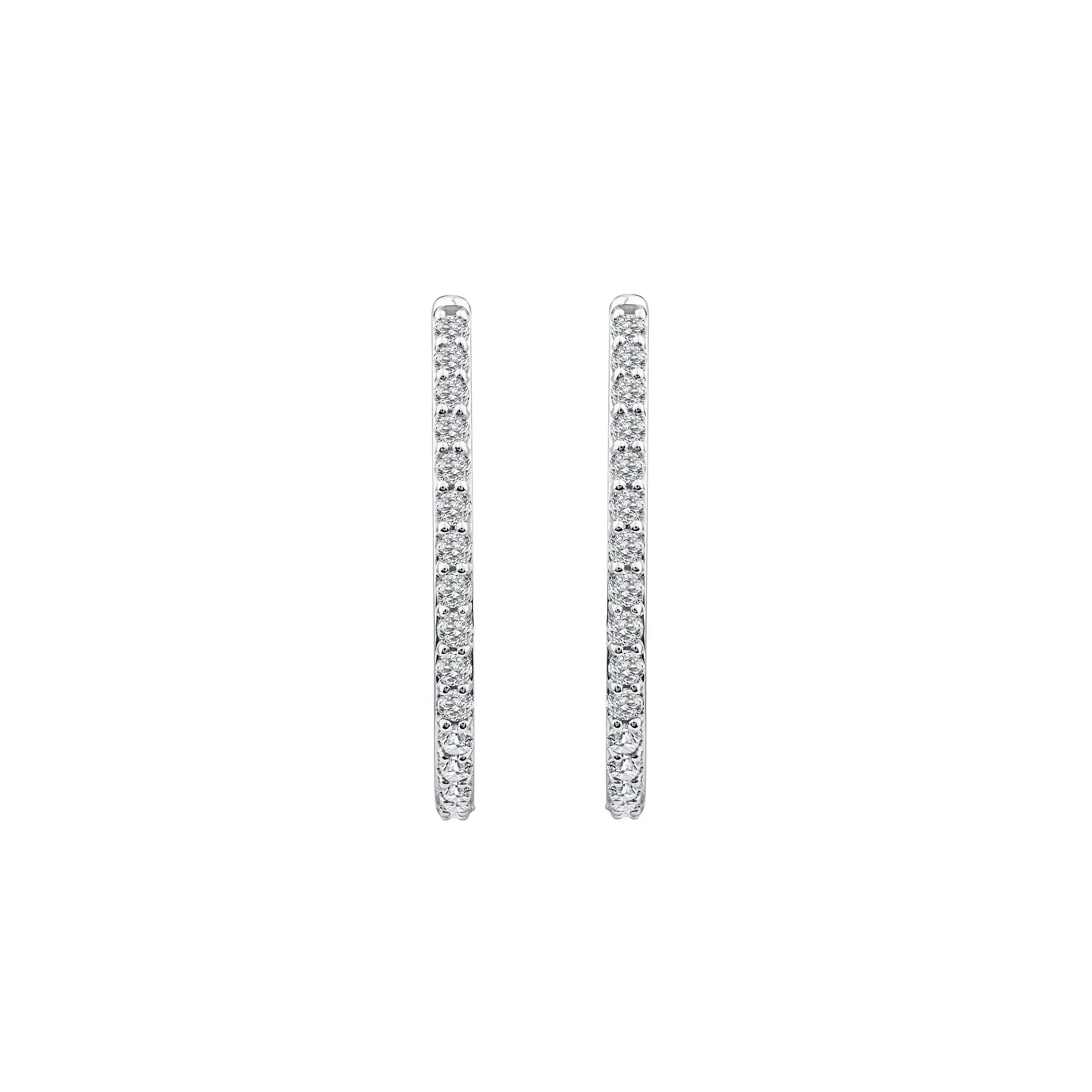 1/2 CT. Tw. Diamond J-Hoop Earrings 10K White Gold Size 1.50mm - Image 3