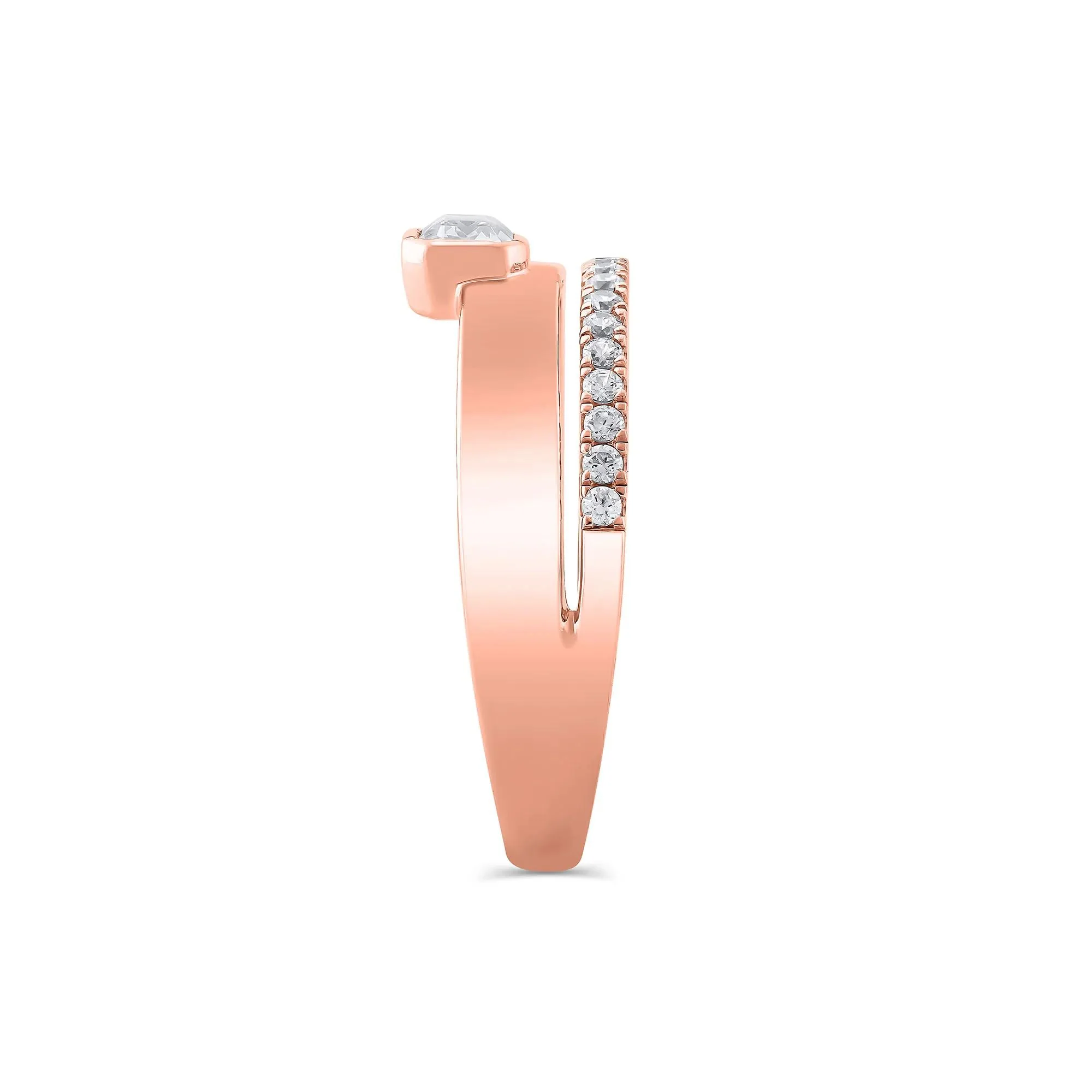 1/2 CT. Tw. Lab Grown Diamond Multi-Row Anniversary Band Ring 10K Rose Gold Size 5.5 7mm - Image 3