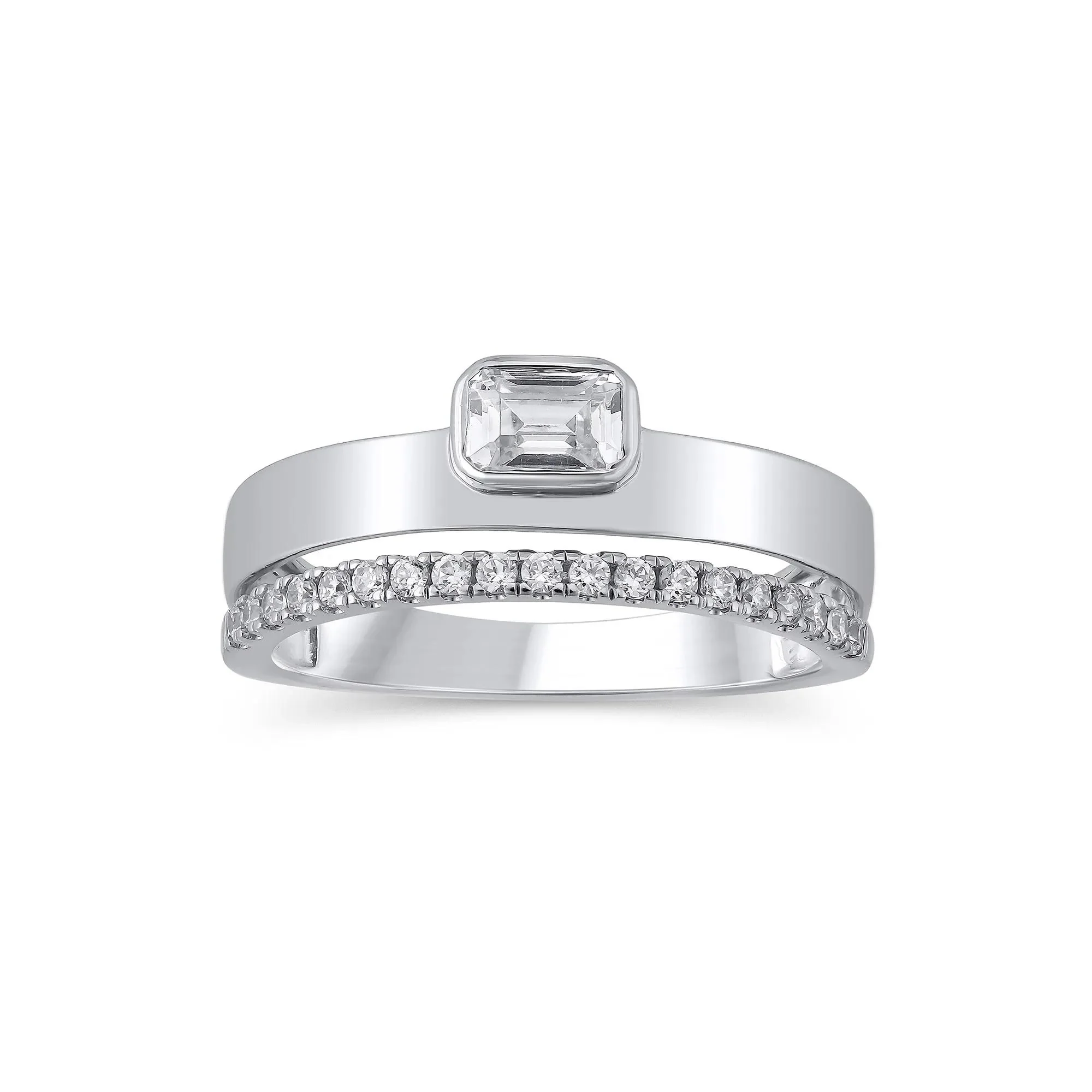1/2 CT. Tw. Lab Grown Diamond Multi-Row Anniversary Band Ring 10K White Gold Size 7.5 7mm