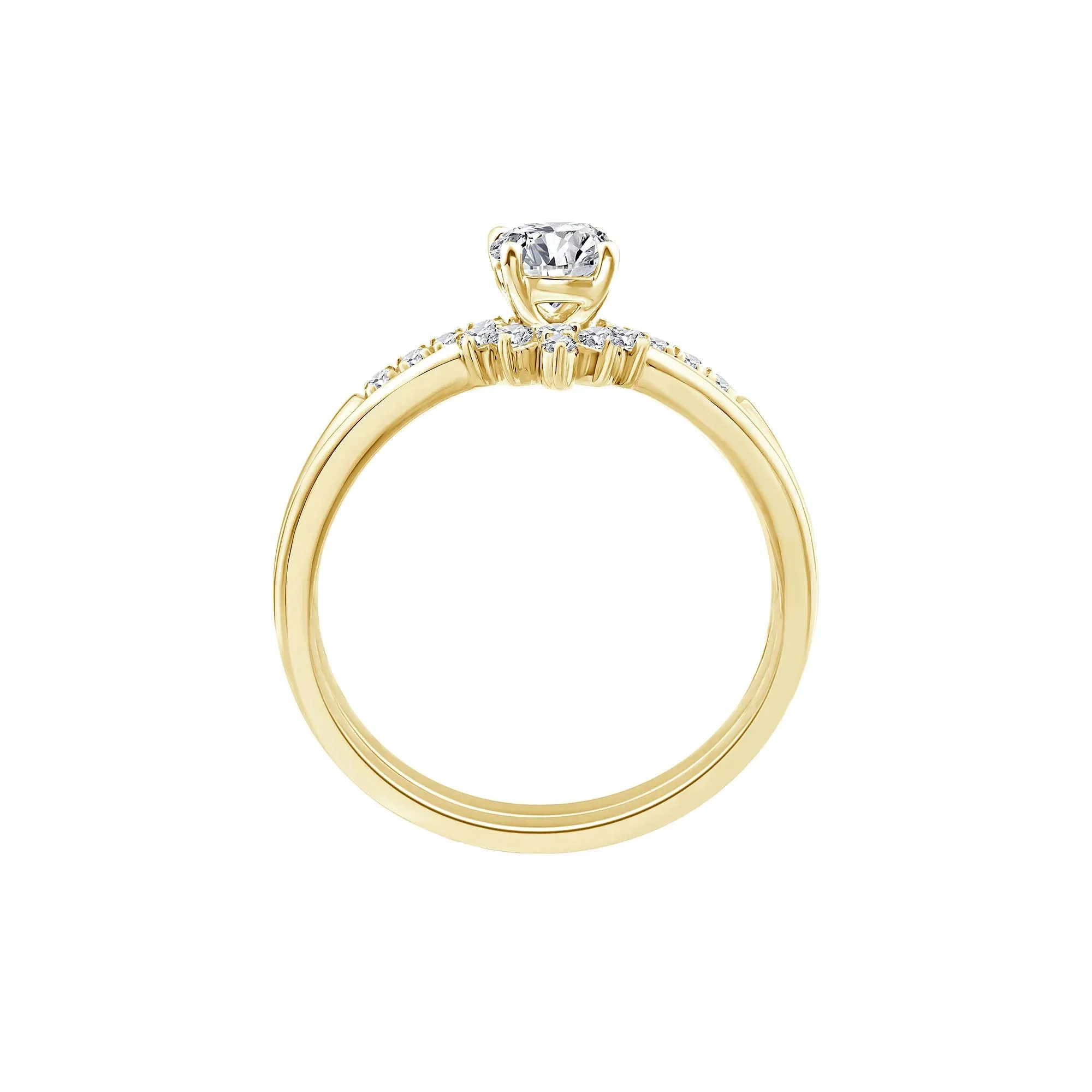 5/8 CT. Tw. Diamond Round Bridal Set 14K Yellow Gold Ring Round Brilliant Cut Size 6.5 2mm - Image 2