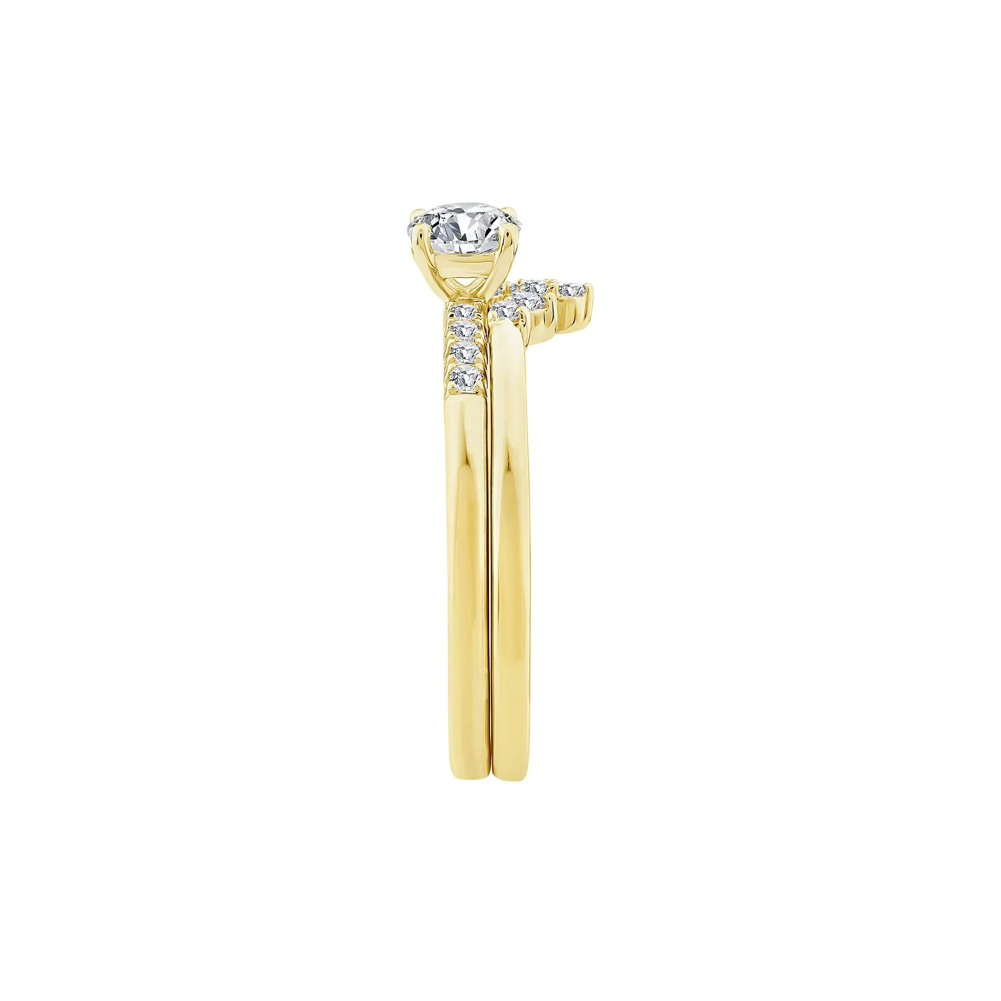 5/8 CT. Tw. Diamond Round Bridal Set 14K Yellow Gold Ring Round Brilliant Cut Size 8.5 2mm - Image 3