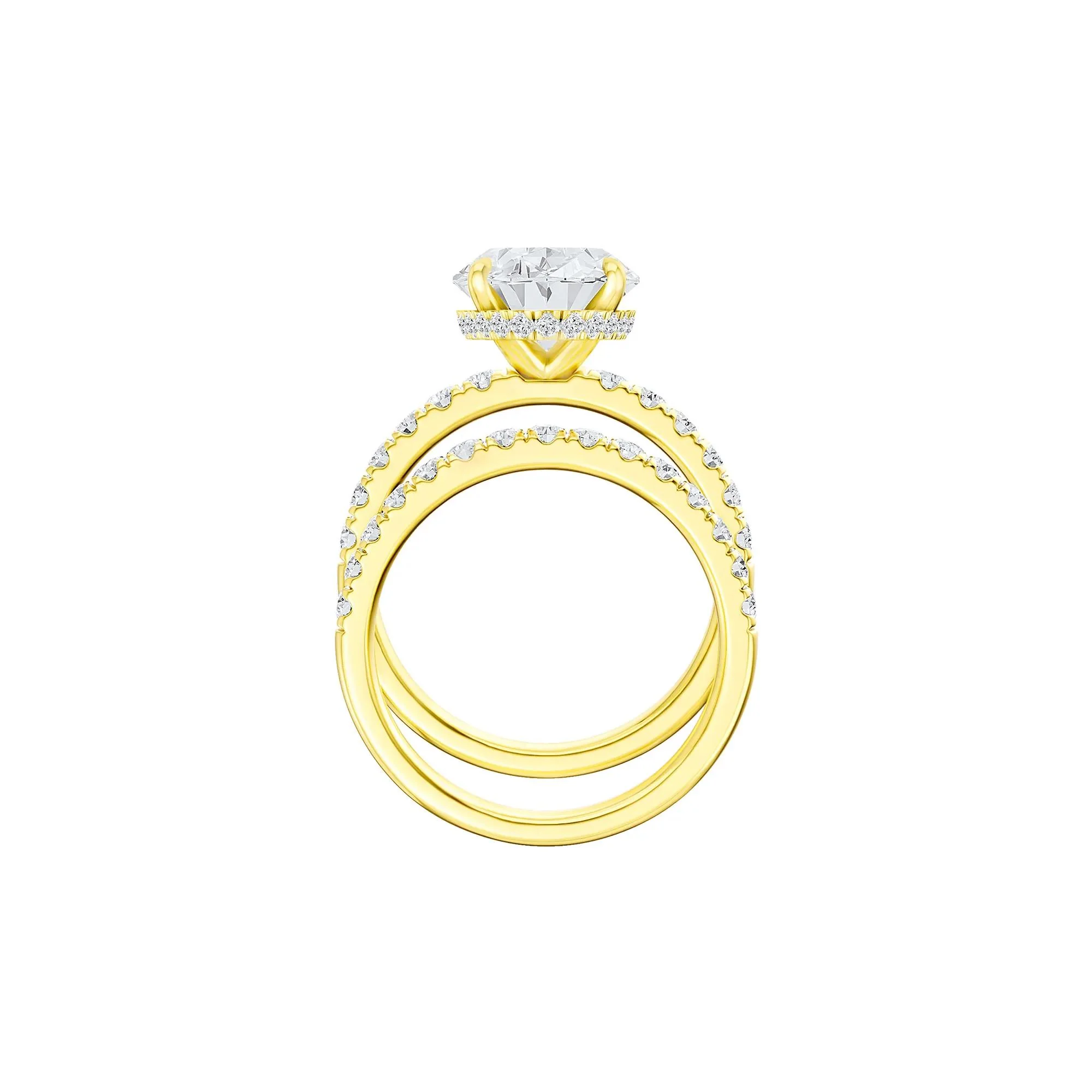 5 CT. Tw. Lab Grown Diamond Oval Bridal Set 14K Yellow Gold Ring Round Brilliant Cut Size 5 2mm - Image 2