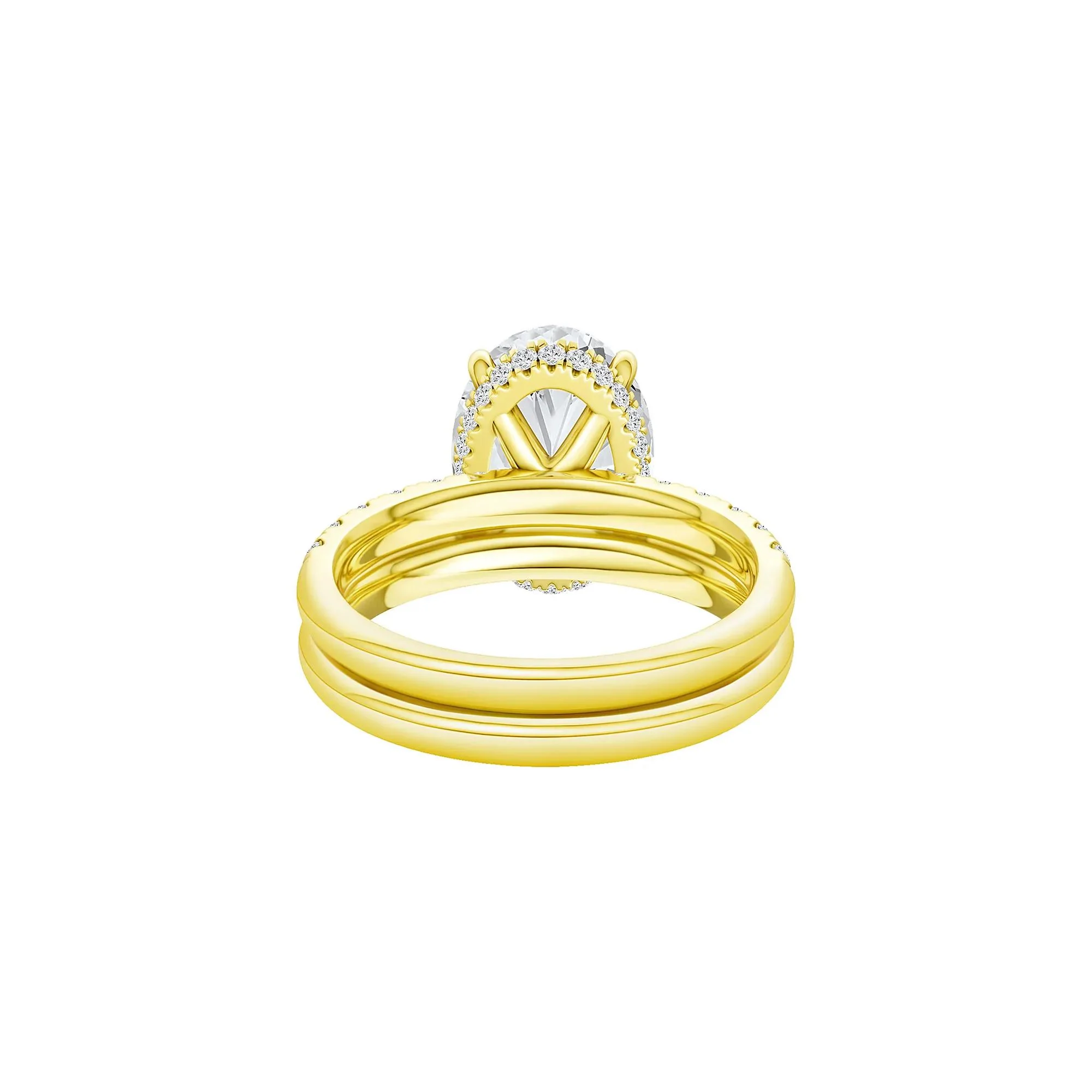 5 CT. Tw. Lab Grown Diamond Oval Bridal Set 14K Yellow Gold Ring Round Brilliant Cut Size 7 2mm - Image 4