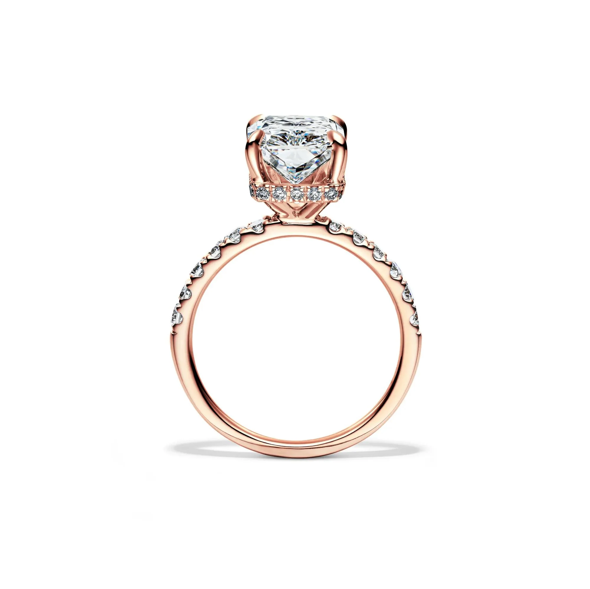 5 CT. Tw. Lab Grown Diamond Radiant-Cut Bridal Set 14K Rose Gold Ring Round Brilliant Cut Size 7.5 2mm - Image 2